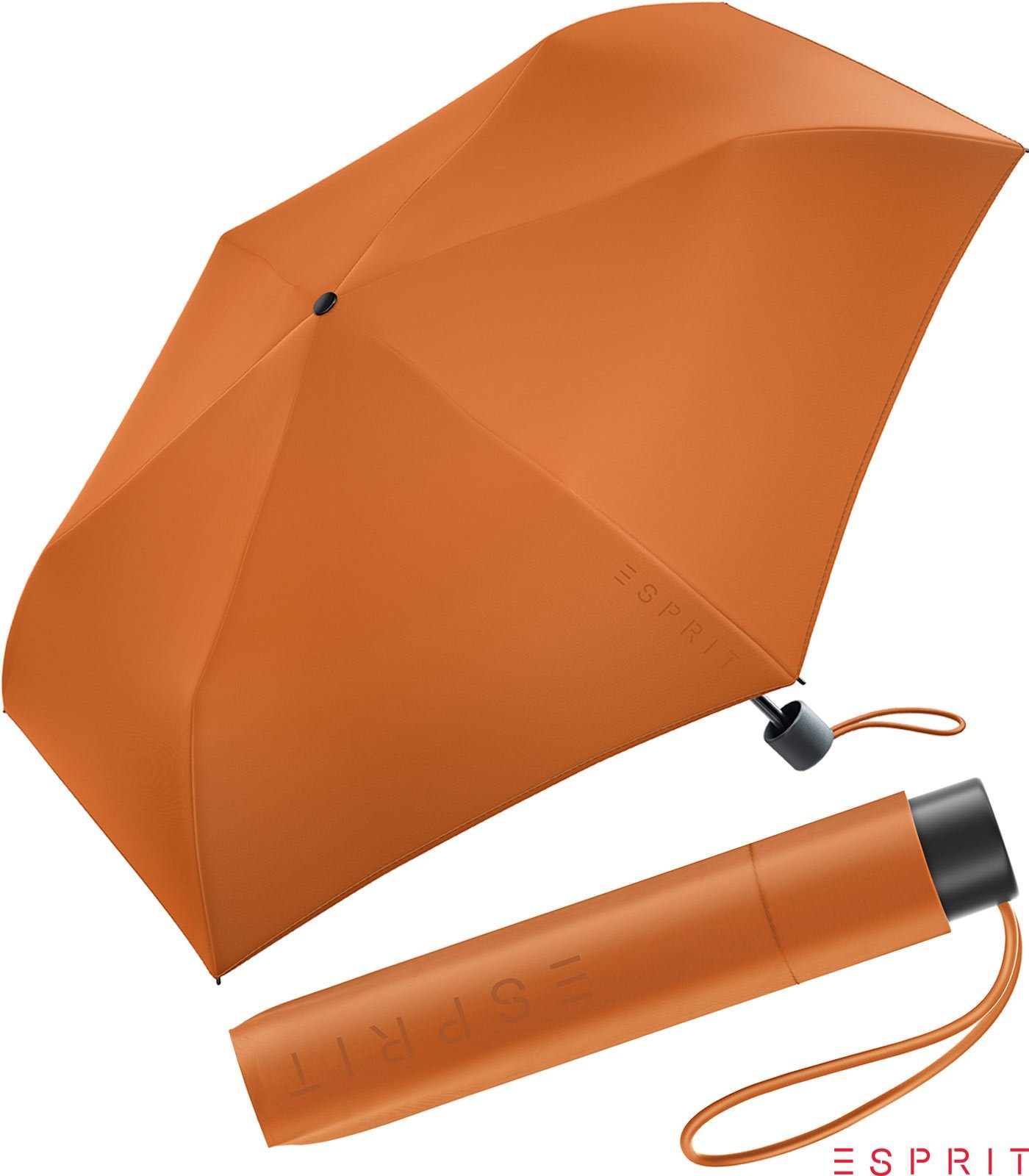 burnt - leicht, sehr Esprit in Damen den HW Mini orange, neuen Taschenregenschirm Slimline 2022 Trendfarben