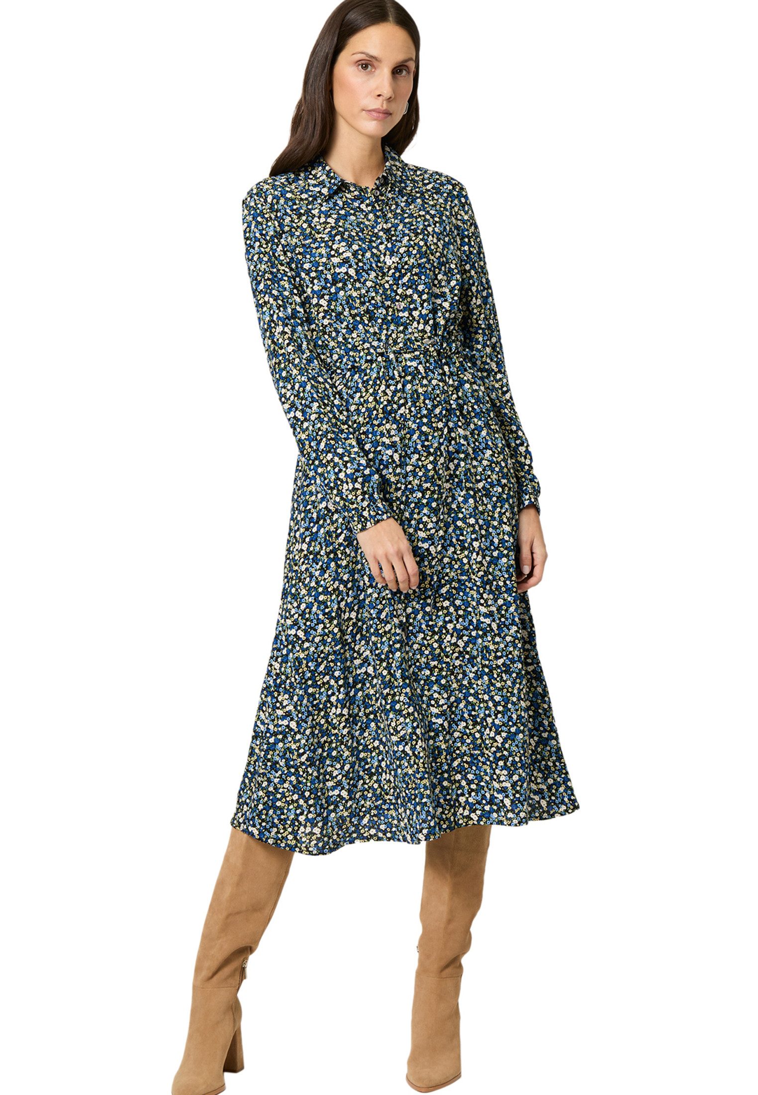Druckkleid zero Crepè-Kleid mit Bindegürtel