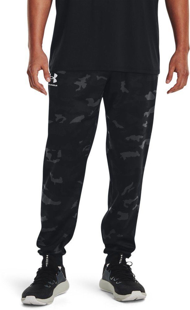 Under Armour® Trainingshose UA Sportstyle Jogginghose aus Trikotmaterial mit Aufdruck Black 001 | Trainingshosen