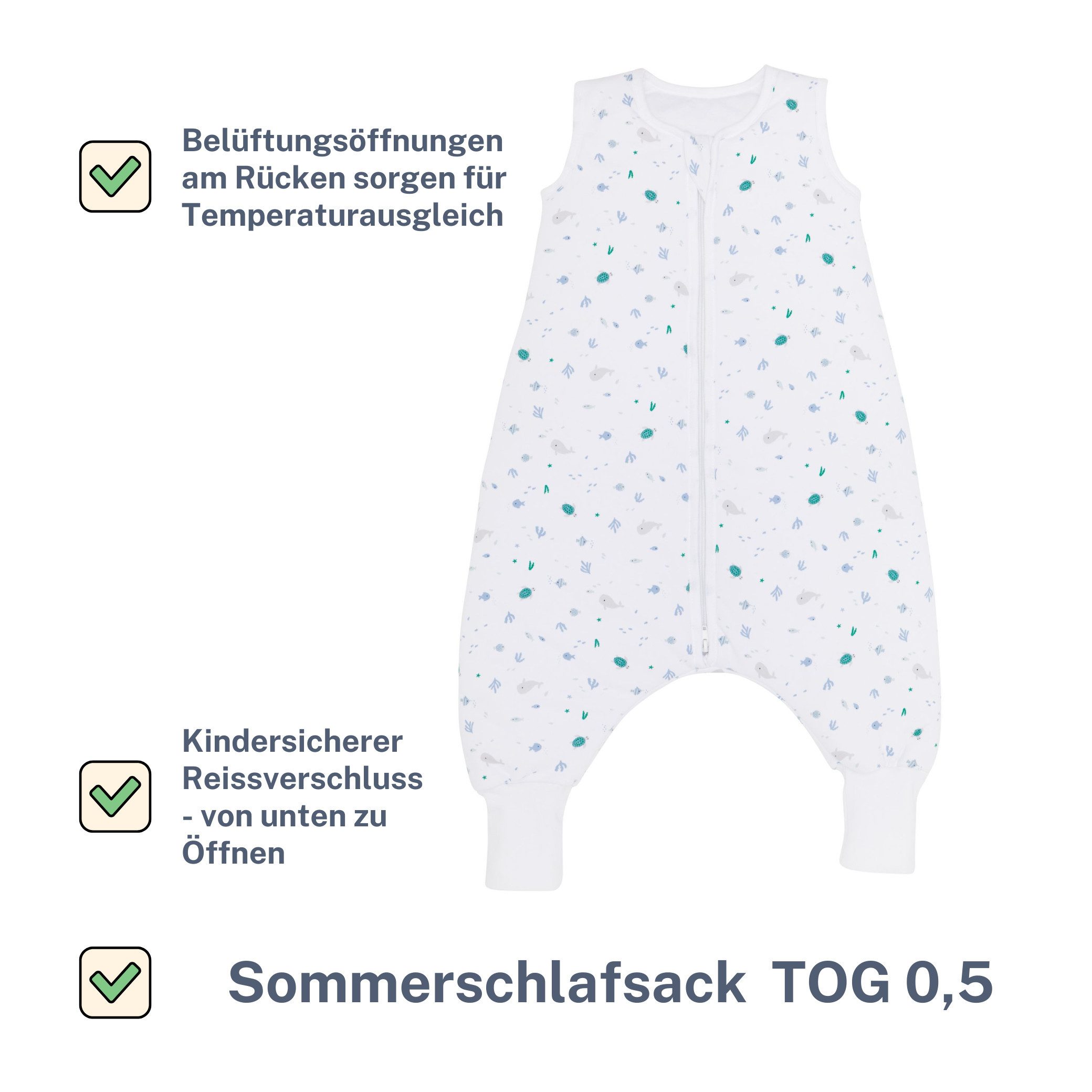 Fillikid Babyschlafsack Sommerschlafsack mit Beinen Exklusiv
