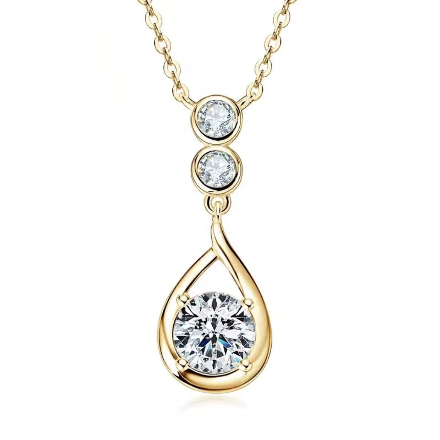 Kette mit Anhänger Funkelnde Moissanit Damen Halskette 925 Sterling Silber 18K Gold