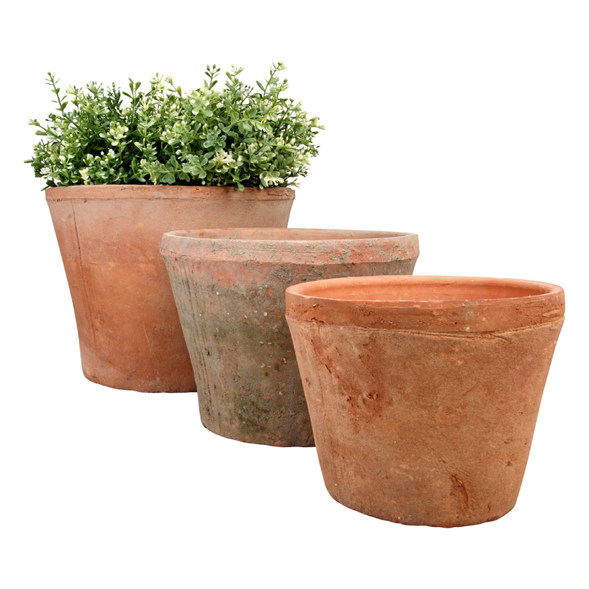 esschert design Übertopf Aged Terracotta Blumen Topf 3er Set Über Um Ton rund Pflanz Kübel. € 42,00