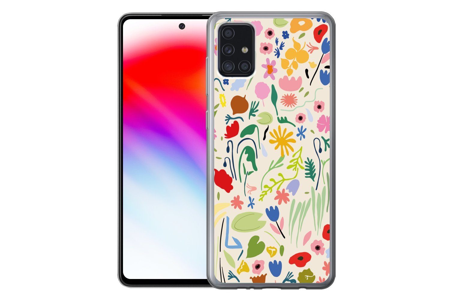 MuchoWow Handyhülle für Samsung Galaxy A52 5G Blumen - Muster - Pflanzen, Smartphone-Bumper, Print, Handy Schutzhülle Dünn