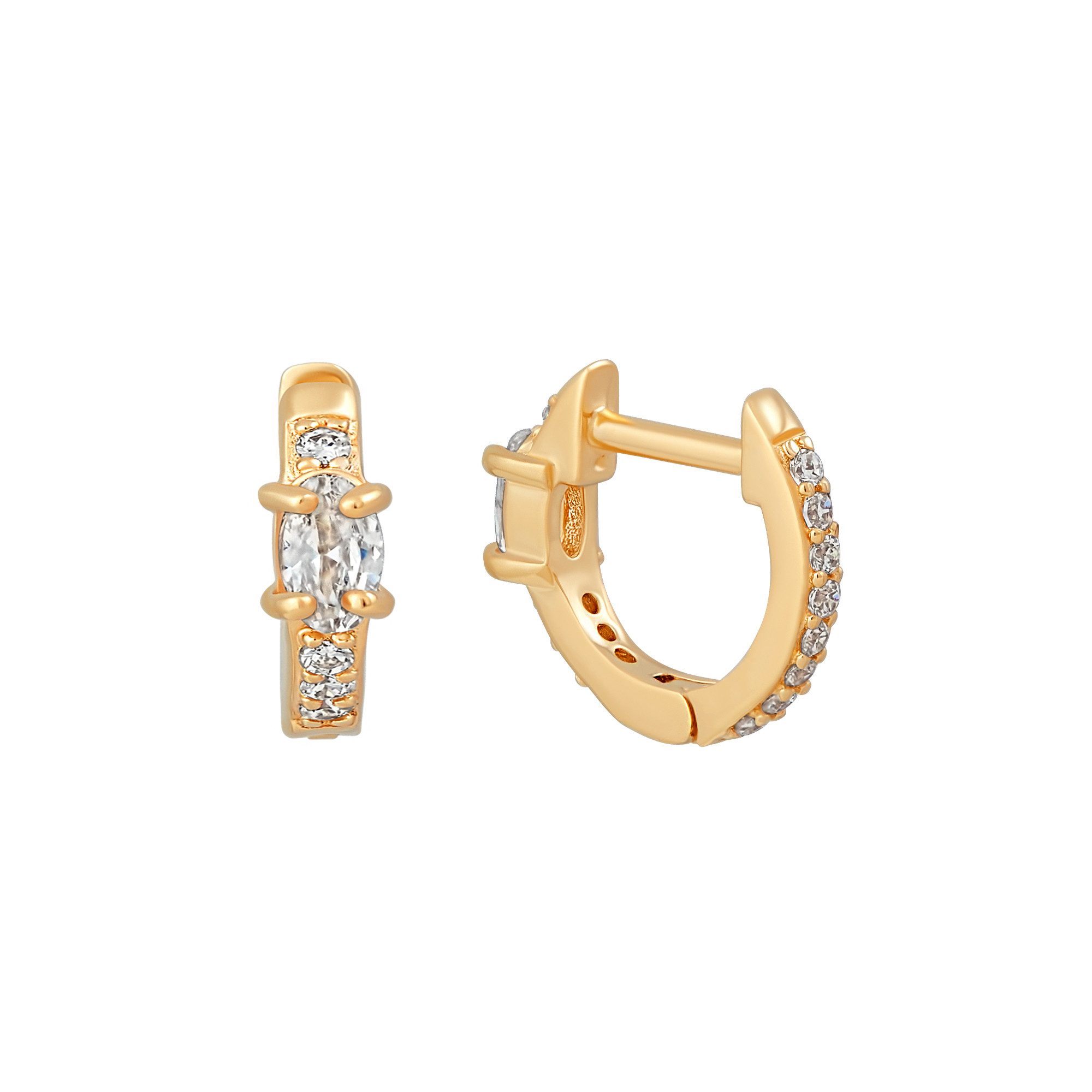 CAÏ Paar Creolen 925 Silber vergoldet Zirkonia