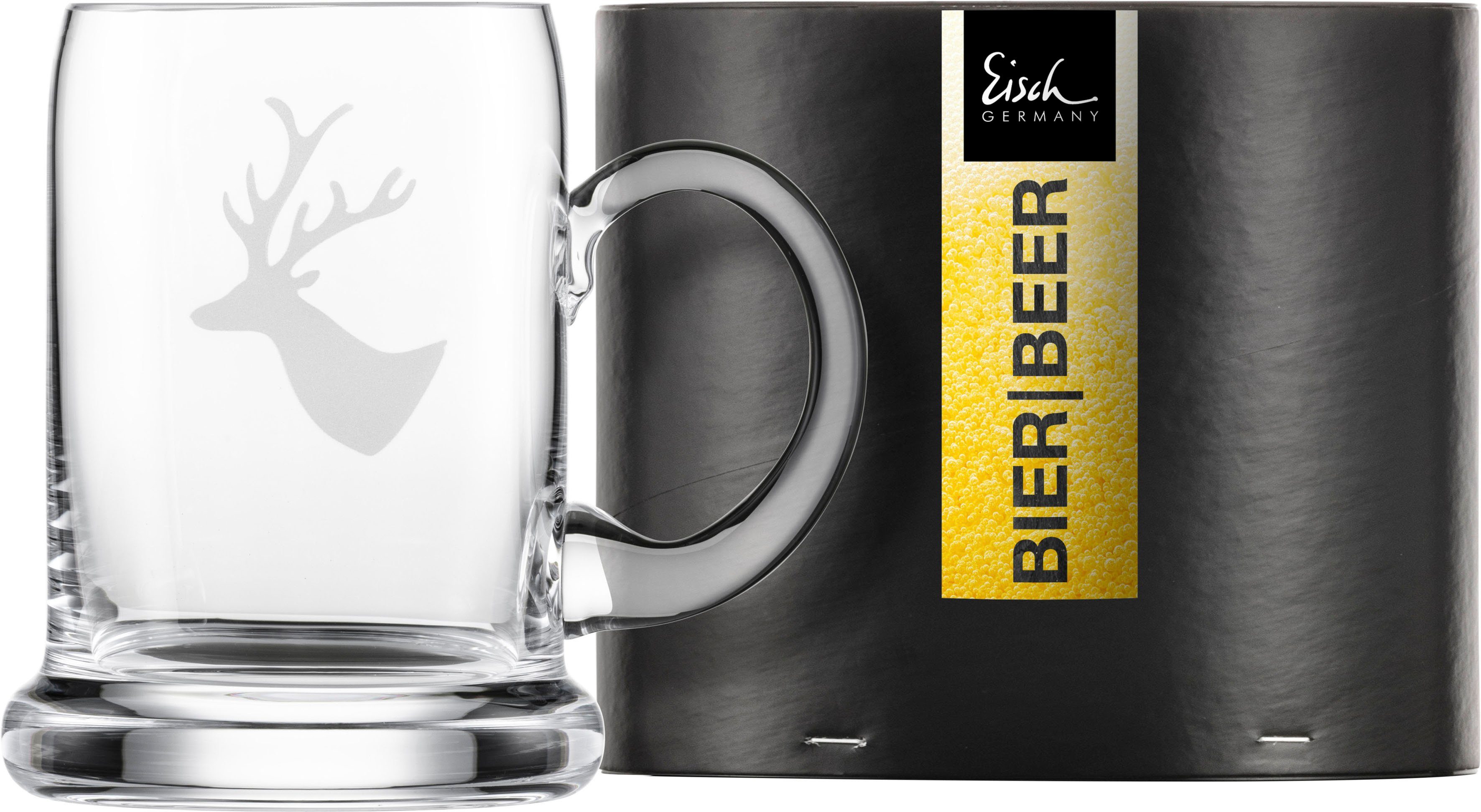 Eisch Germany Bierkrug CHALET, 1-tlg., Kristallglas, Hirschmotiv, mundgeblasen, 300 ml, Made in Germany