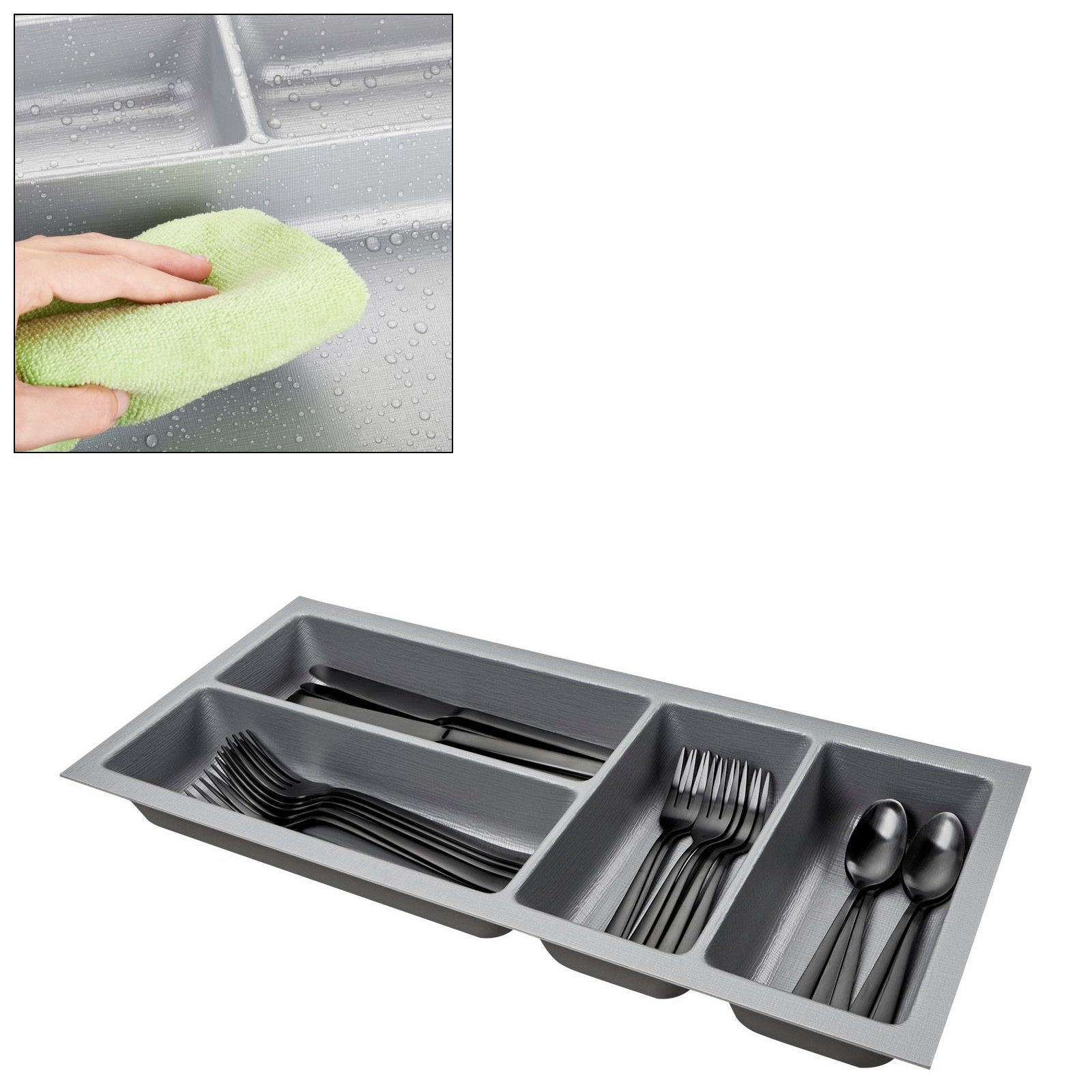 SO-TECH® Besteckeinsatz Orga-Box 3 silbergrau Leinwandstil für Nobilia ab 0 günstig online kaufen