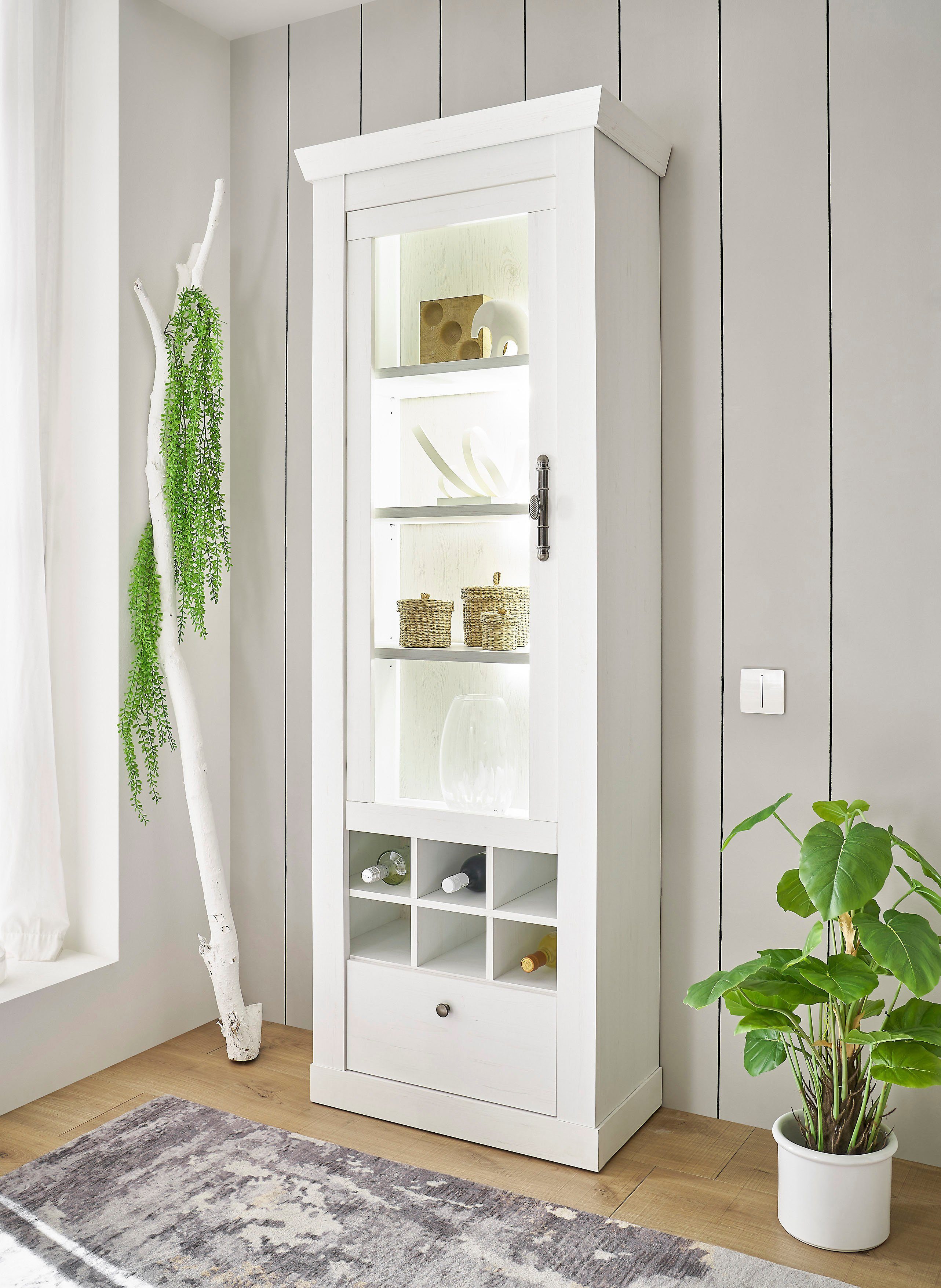 Home affaire Vitrine "RAVENNA", im romantischen Landhausstil, Griffe aus Me günstig online kaufen