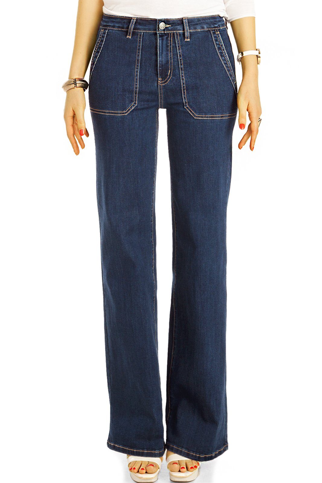be styled Bootcut-Jeans Bootcut Jeans, medium waist Hosen straight Passform - Damen - j31k mit Stretch-Anteil, 5-Pocket-Style dunkelblau