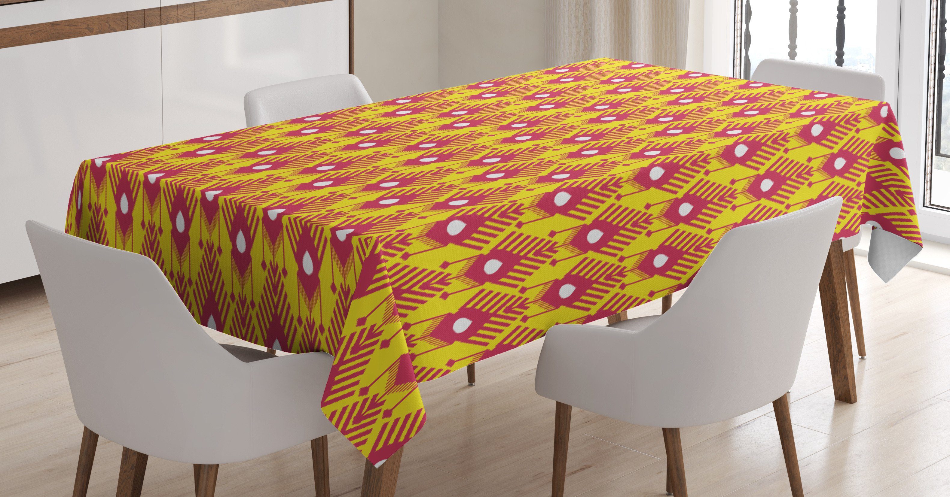 Gelb den Ikat Abakuhaus Farbfest geeignet Für Tischdecke Klare Aztec Bereich auf Außen Motive Waschbar Farben, Kultur