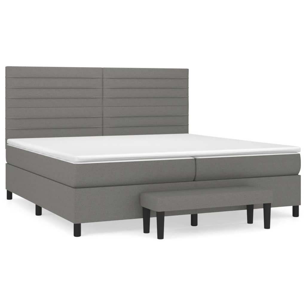 Boxspringbett 200 x 200 cm Boxspringbett mit Matratze Dunkelgrau 200x200 cm Stoff Be