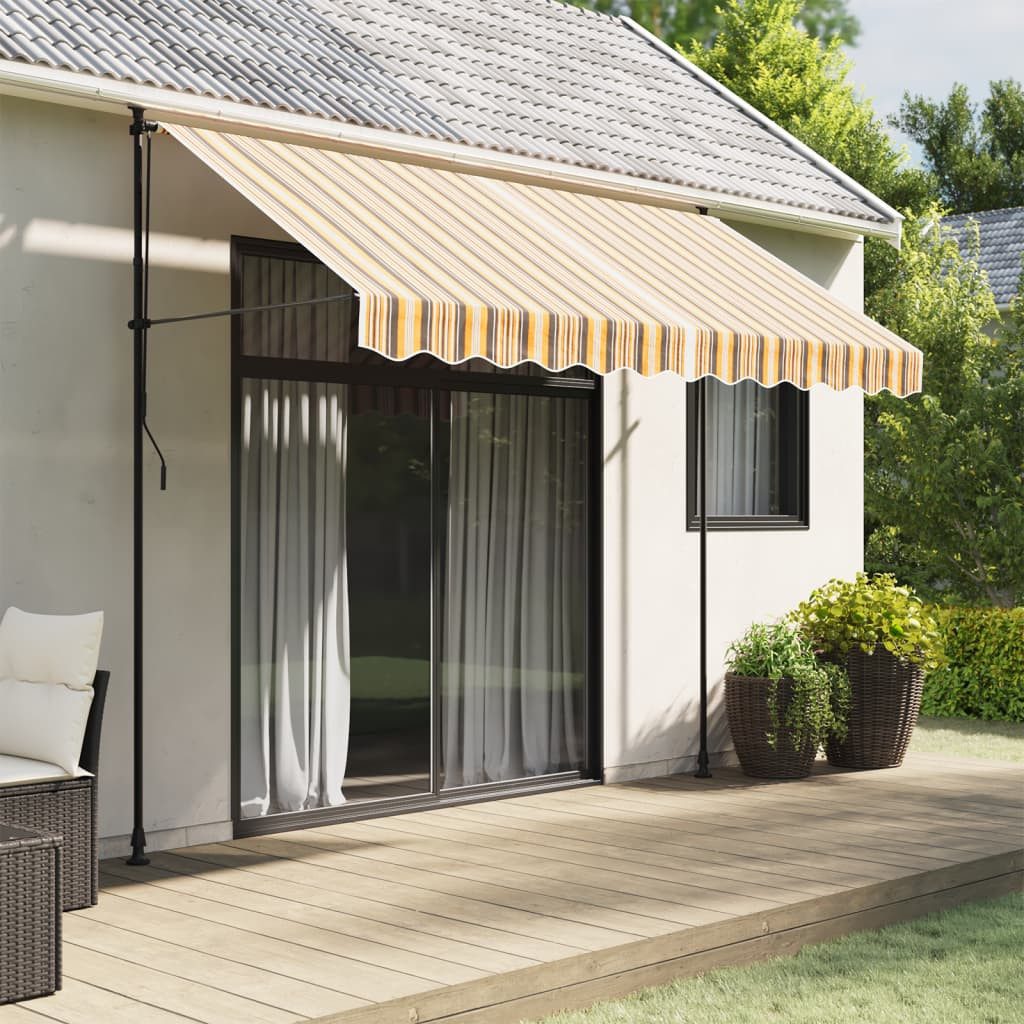 furnicato Markise Markisenvolant 280 x 20 cm in Gelb und Grau UV-beständige Markisenschürze, wasserfest und schmutzabweisend