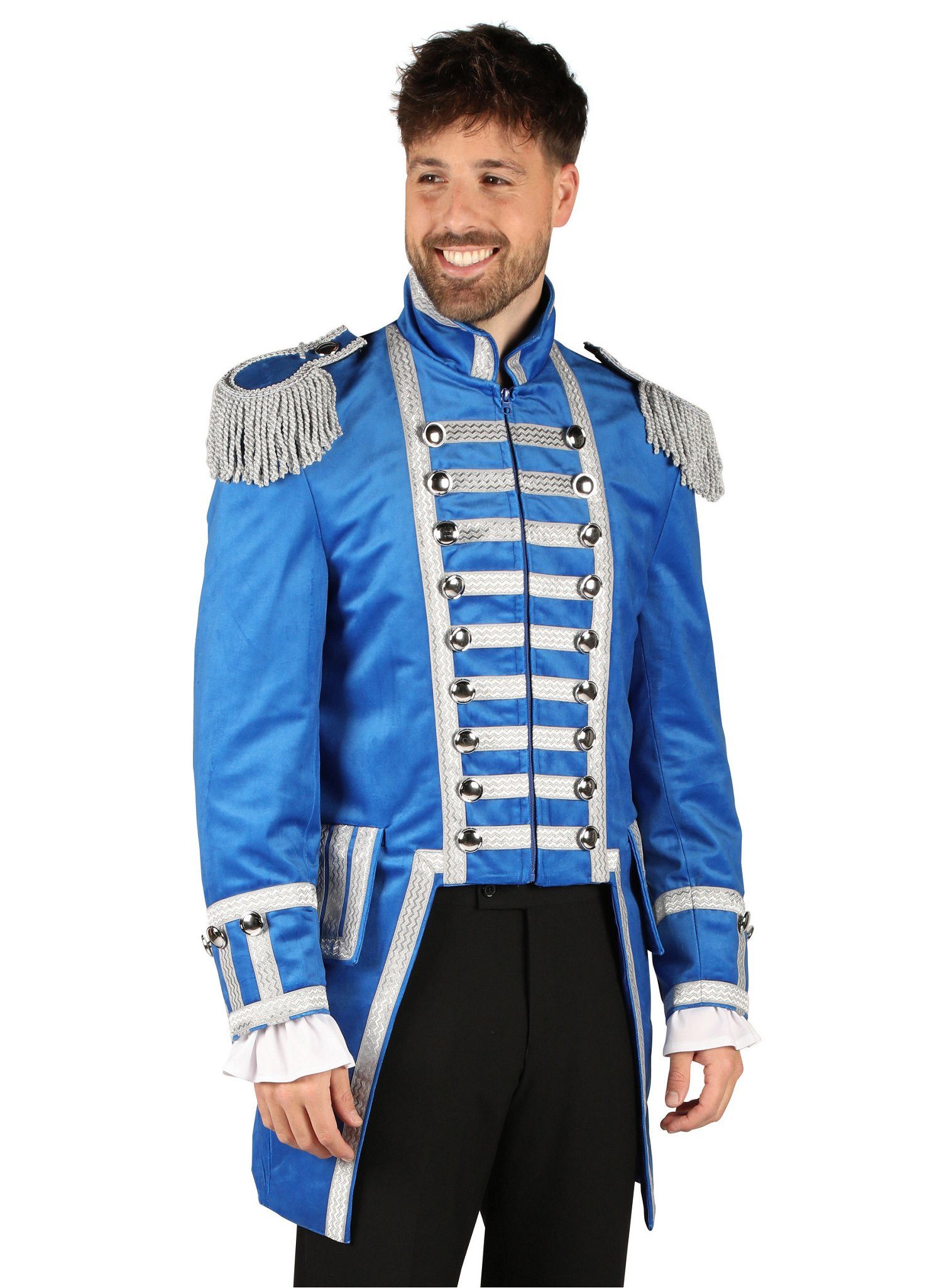 thetru Kostüm Gardejacke für Herren blau-silber, Hochwertige Uniformjacke für den Sitzungskarneval oder als Zirkusdire