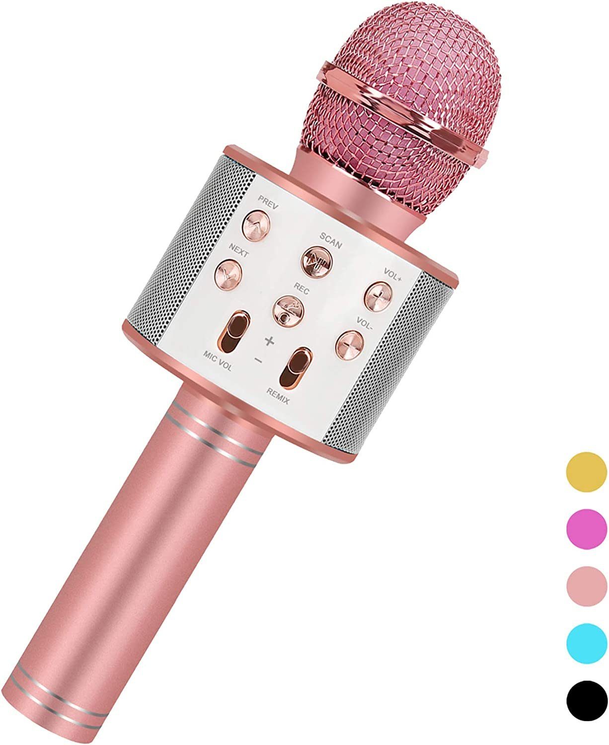 longziming Mikrofon »Karaoke Mikrofon, LED Drahtloses Bluetooth Mikrofon  zum Singen mit Lautsprecher, Karaoke Spielzeug Kinder, Heim KTV Karaoke  Maschine, Tragbares KTV Lautsprecher Recorder für  Android/iPhone/iPad/PC(Rose Gold)«