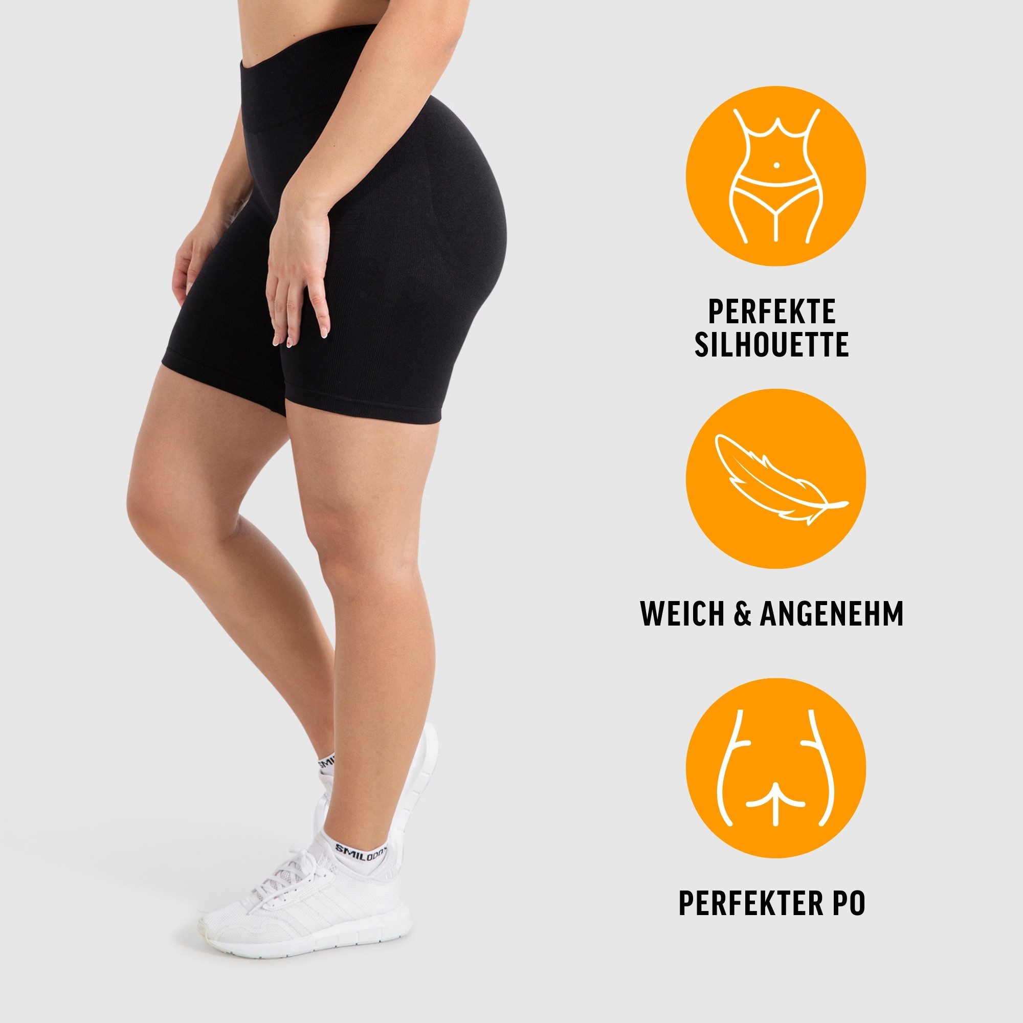 Smilodox Shorts Maria Solid, Radlerhose mit Scrunch Effekt für Sport, Alltag High Waist Booty Shorts Blickdicht Hotpants Sport Fitness Yogapants