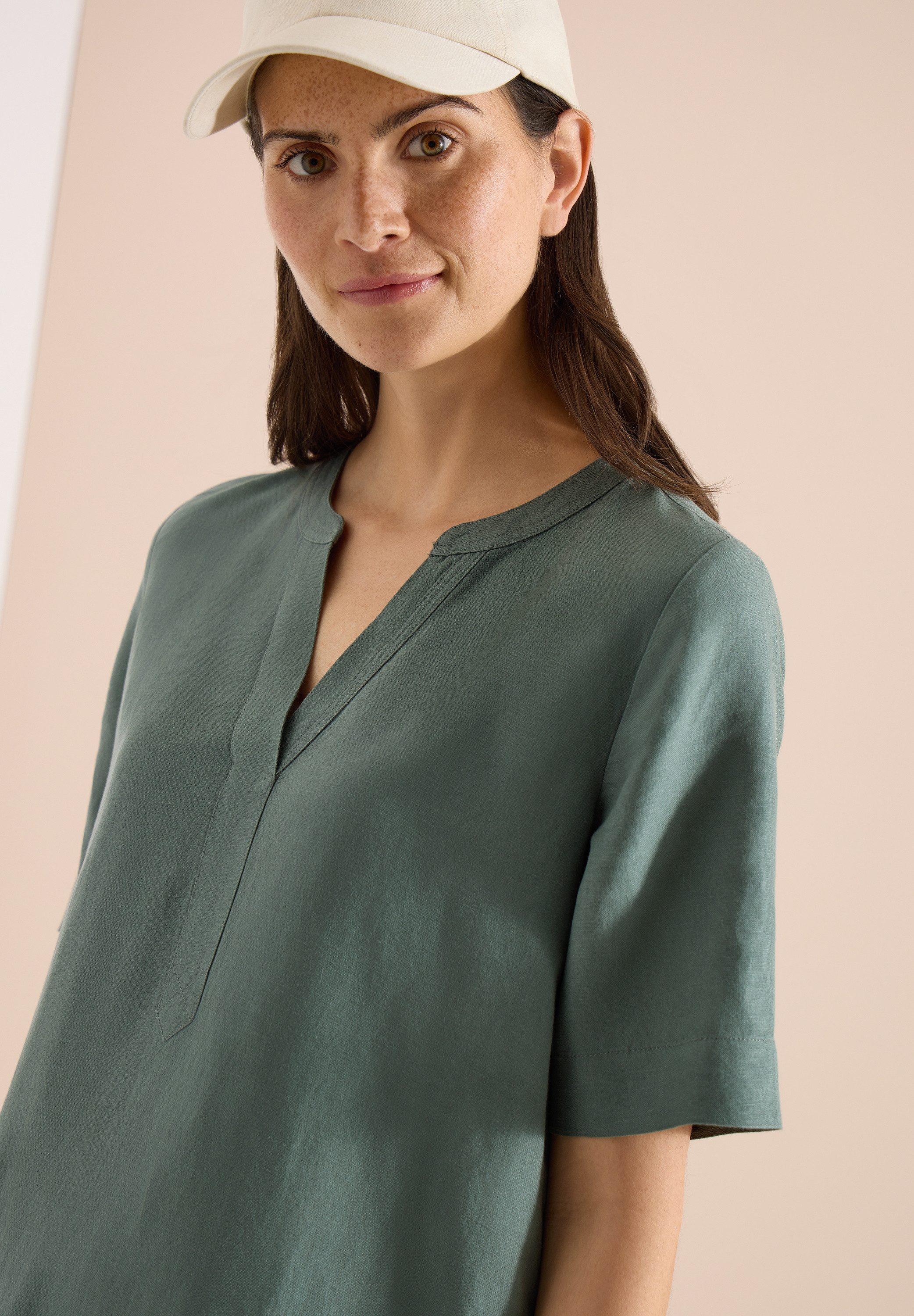 CECIL Midikleid Sommerkleid aus Leinenmix