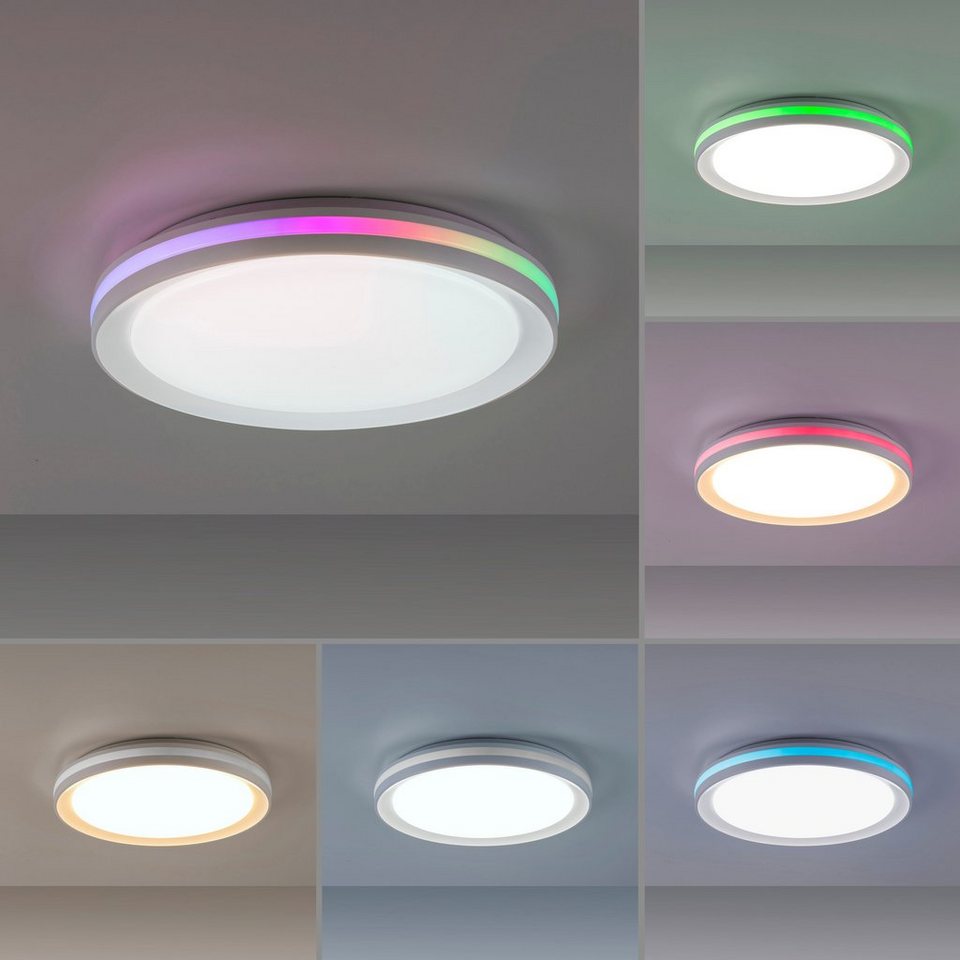 JUST LIGHT Deckenleuchte RIBBON, LED fest integriert, warmweiß - kaltweiß,  LED, CCT - über Fernbedienung, RGB-Rainbow, dimmbar über Fernbedienung
