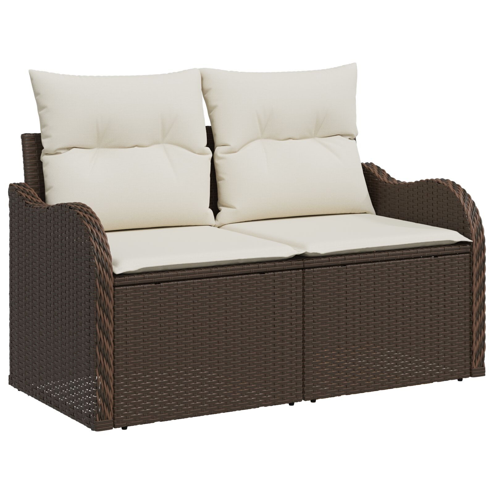 vidaXL Loungesofa 2-Sitzer Garten-Sofa mit Kissen Braun Poly Rattan, 1 Teil günstig online kaufen
