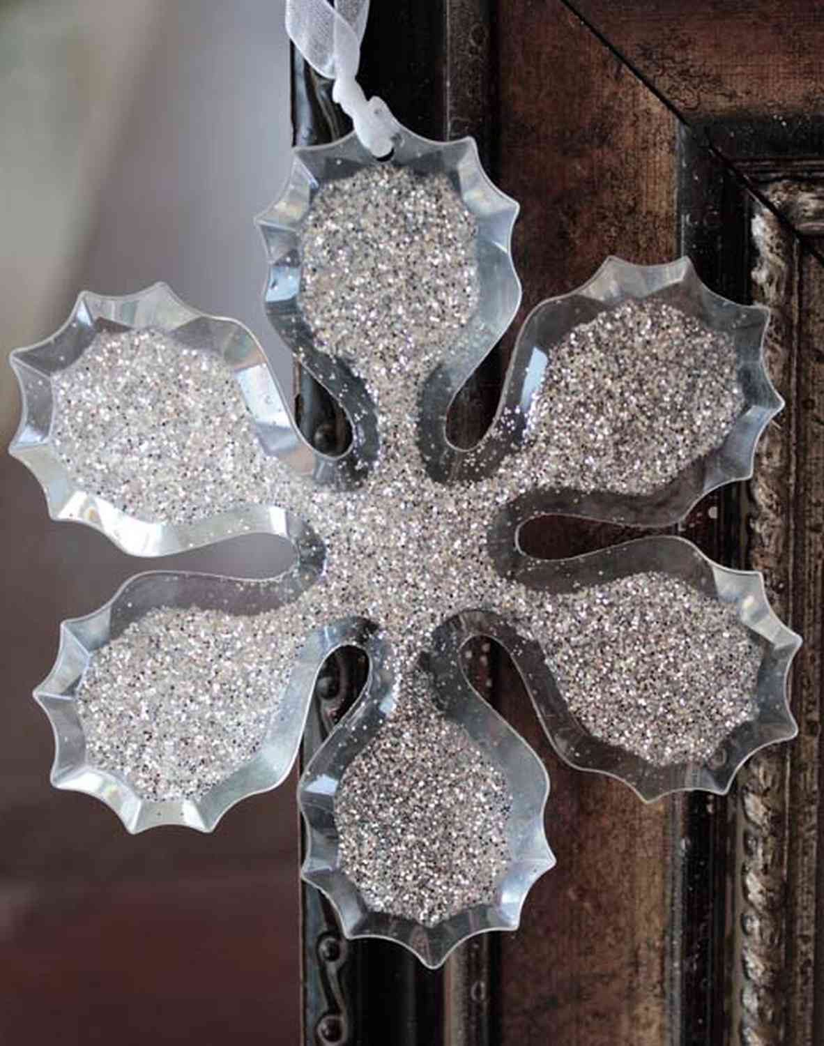 INNA-Glas Christbaumschmuck Acryl Hänger Schneeflocke YLVALIE, 2 Stück, Glitzer, transparen