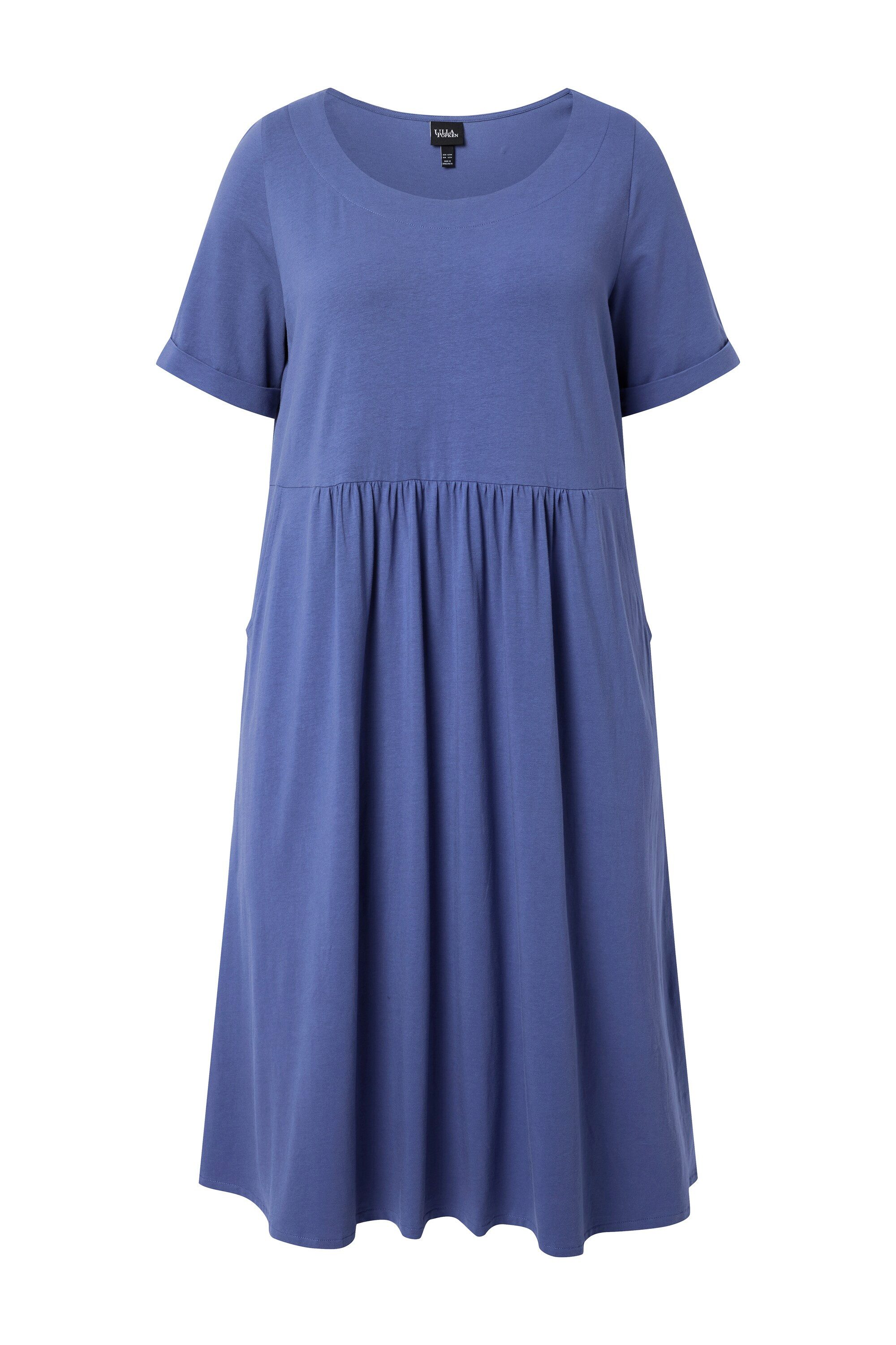 Ulla Popken Midikleid Jersey-Midikleid A-Linie Rundhals Halbarm günstig online kaufen