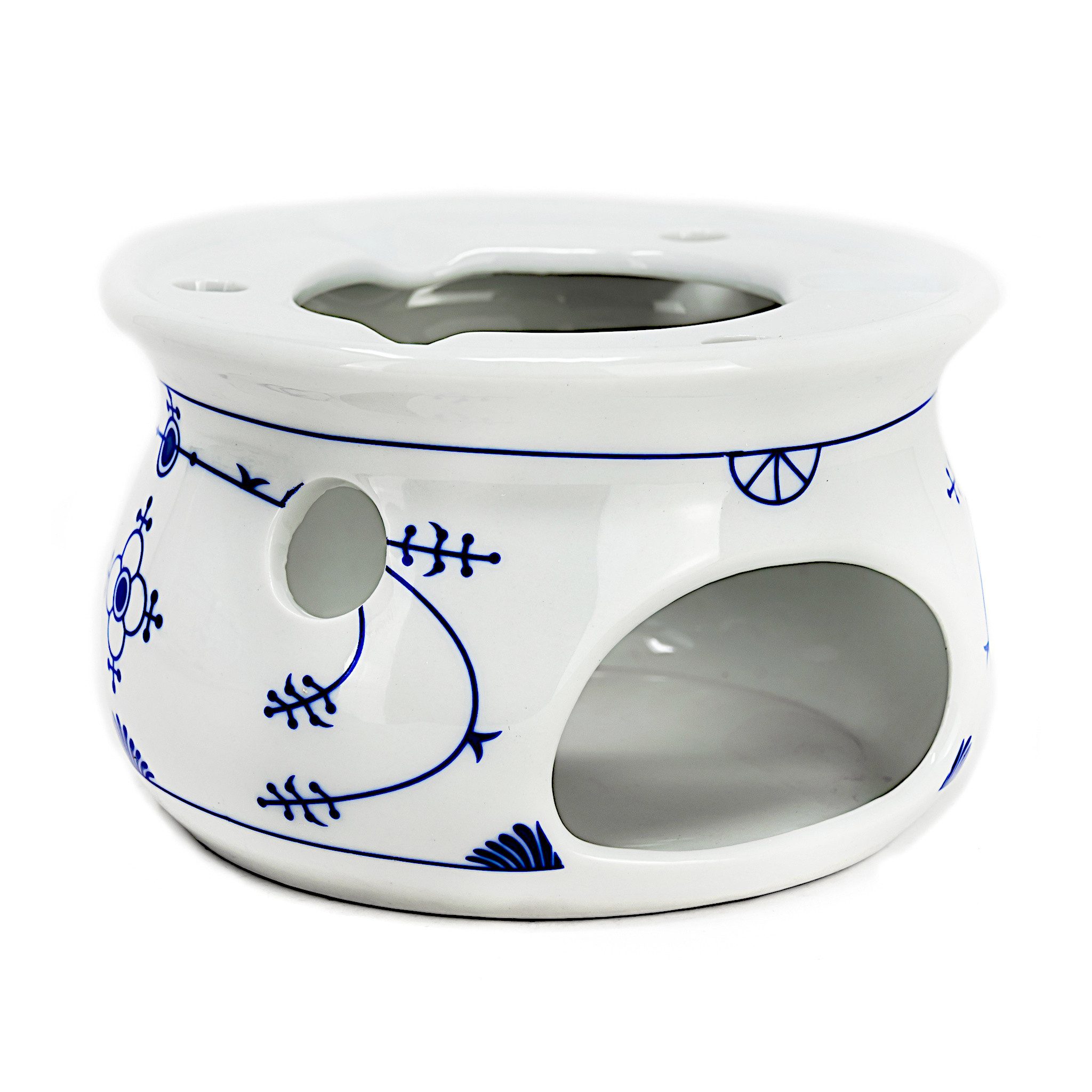 Teekanne Teepott und Stövchen Indisch Blau, ca. 0,75 l, ca. 16 cm aus Porzellan
