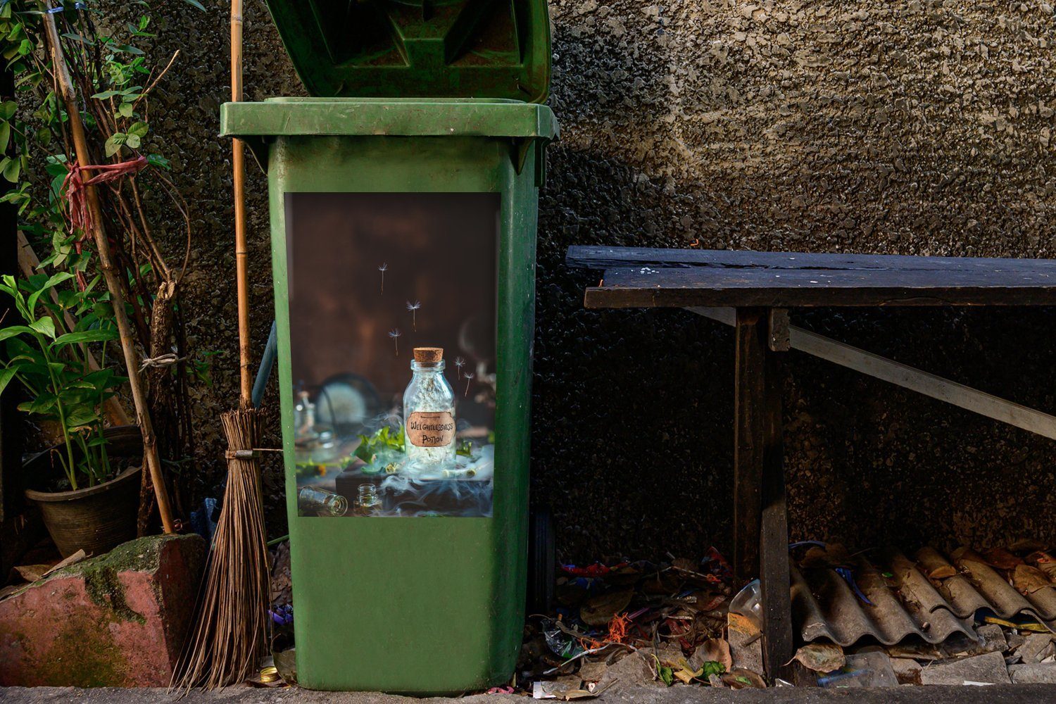 St), (1 mit Wandsticker Mülleimer-aufkleber, MuchoWow Fläschchen Gift Abfalbehälter Mülltonne, Container, Sticker,
