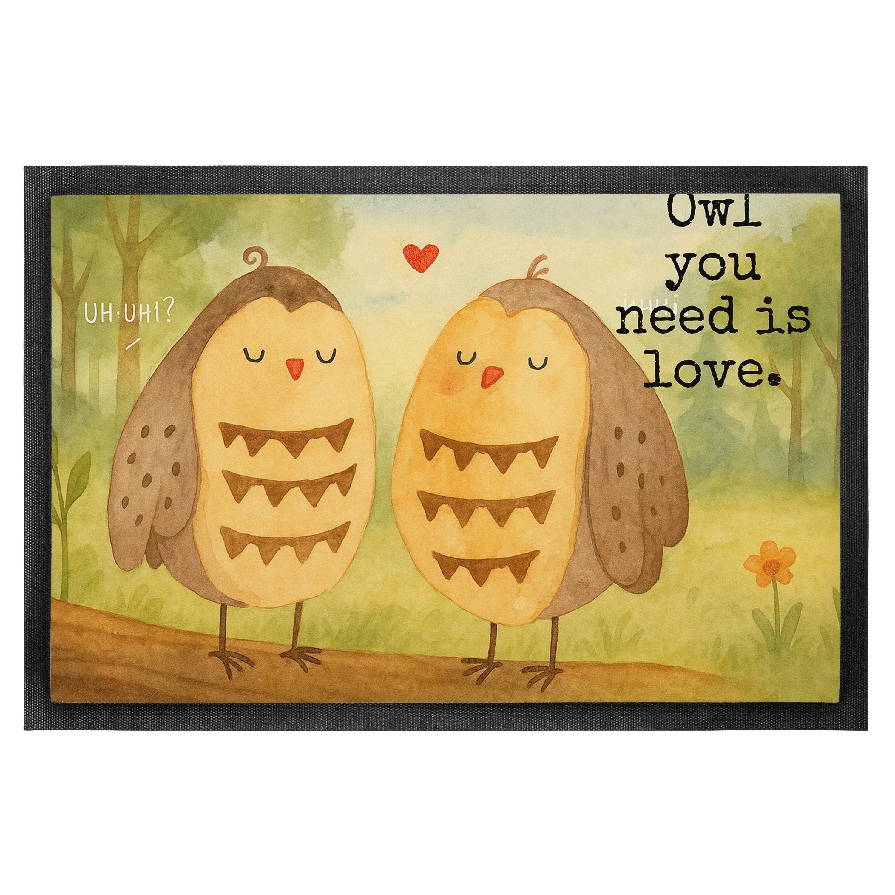 Mr. & Mrs. Panda Fußmatte Eulen Liebe Design, Schmutzfangmatte 40 x 60 cm, Weiß, Fussmatte, Eul, rechteckig, Höhe: 40 mm, hausmatte Liebe Owl