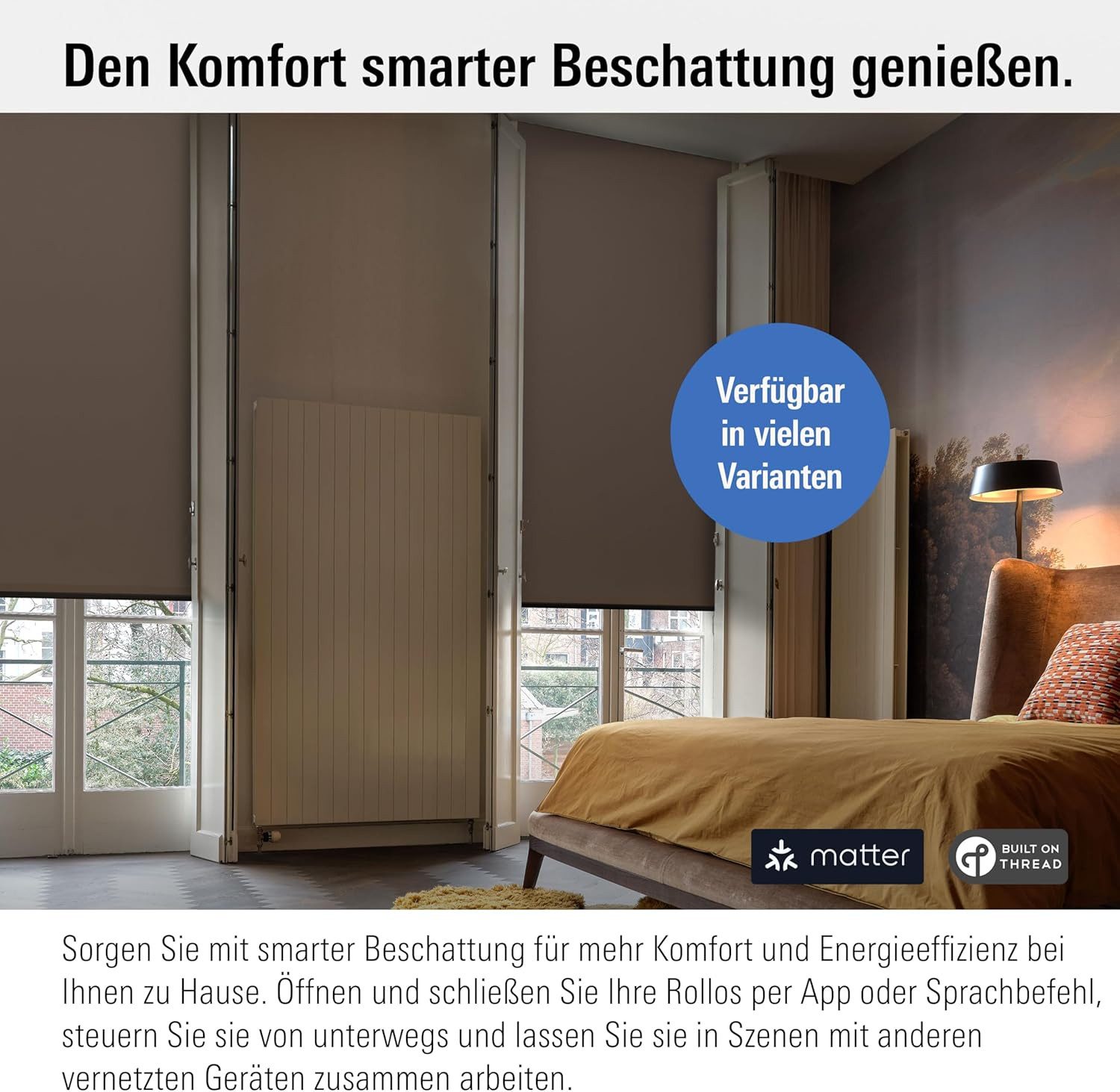 Elektro-Rollo Smartes elektrisches Innen-Rollo - Eve Motionblinds (Matter), EVE, verdunkelnd, Wandmontage, Wandmontage, App-/Sprachsteuerung, Zeitpläne, verdunkelnd, aufladbarerer Akku