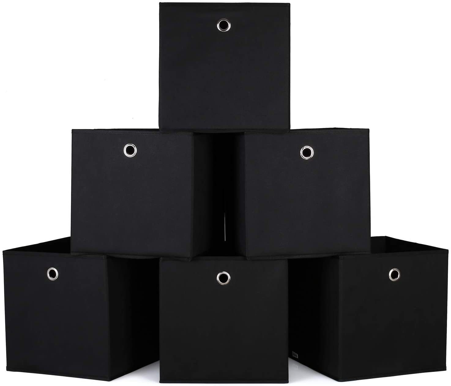 Homfa Faltbox (6 Stück, Aufbewahrungsbox faltbar), Ohne Deckel 30x30x30cm  Schwarz