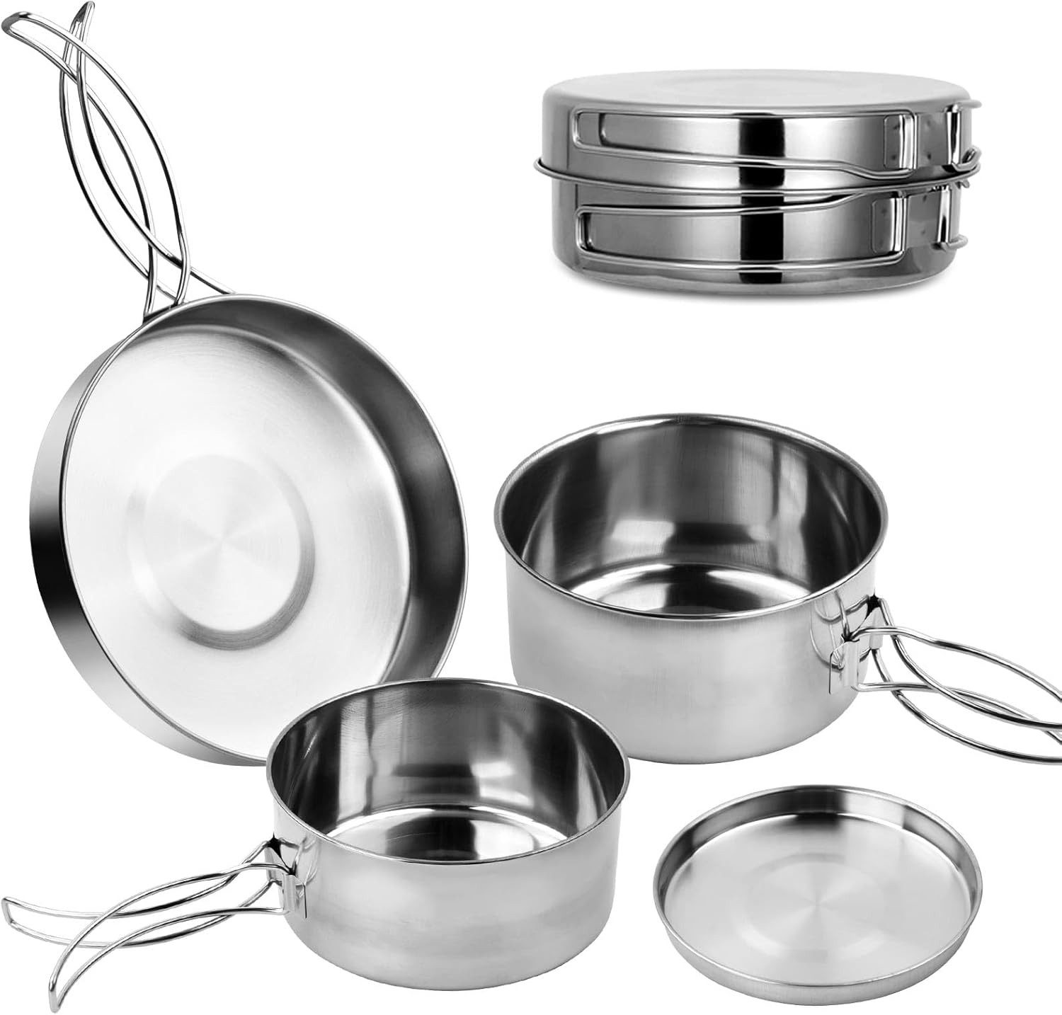 FELIXLEO Besteck-Set Camping Geschirr Set Edelstahl 4tlg Faltbar Topf 1-2 Personen (1-tlg)