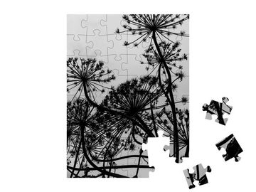 puzzleYOU Puzzle Bärenklau-Blüten, schwarz-weiß, 48 Puzzleteile, puzzleYOU-Kollektionen Fotokunst