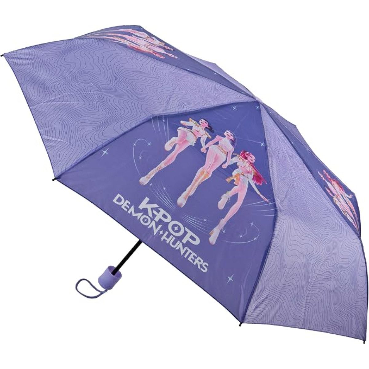 K-Pop Demon Hunters Stockregenschirm Kinder Regenschirm Lila 94 cm Durchmesser 54 cm lang
