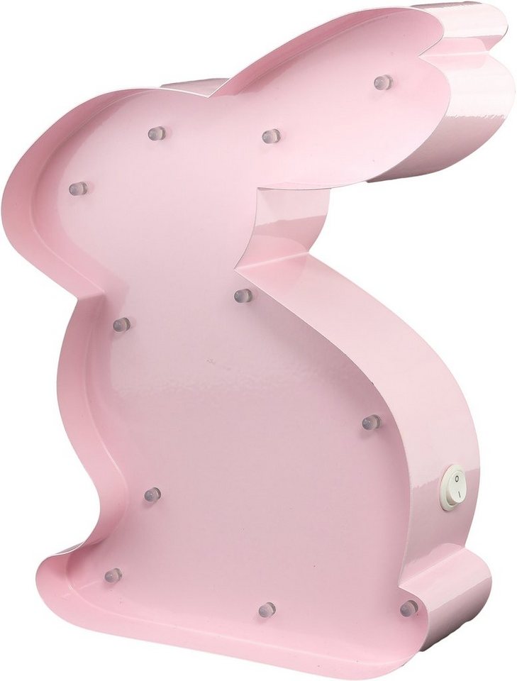 MARQUEE LIGHTS LED Dekolicht Rabbit, LED fest integriert, Warmweiß,  Wandlampe, Tischlampe Rabbit mit 11 festverbauten LEDs - 15x23 cm,  Hochwertig pulverbeschichtetes Metall