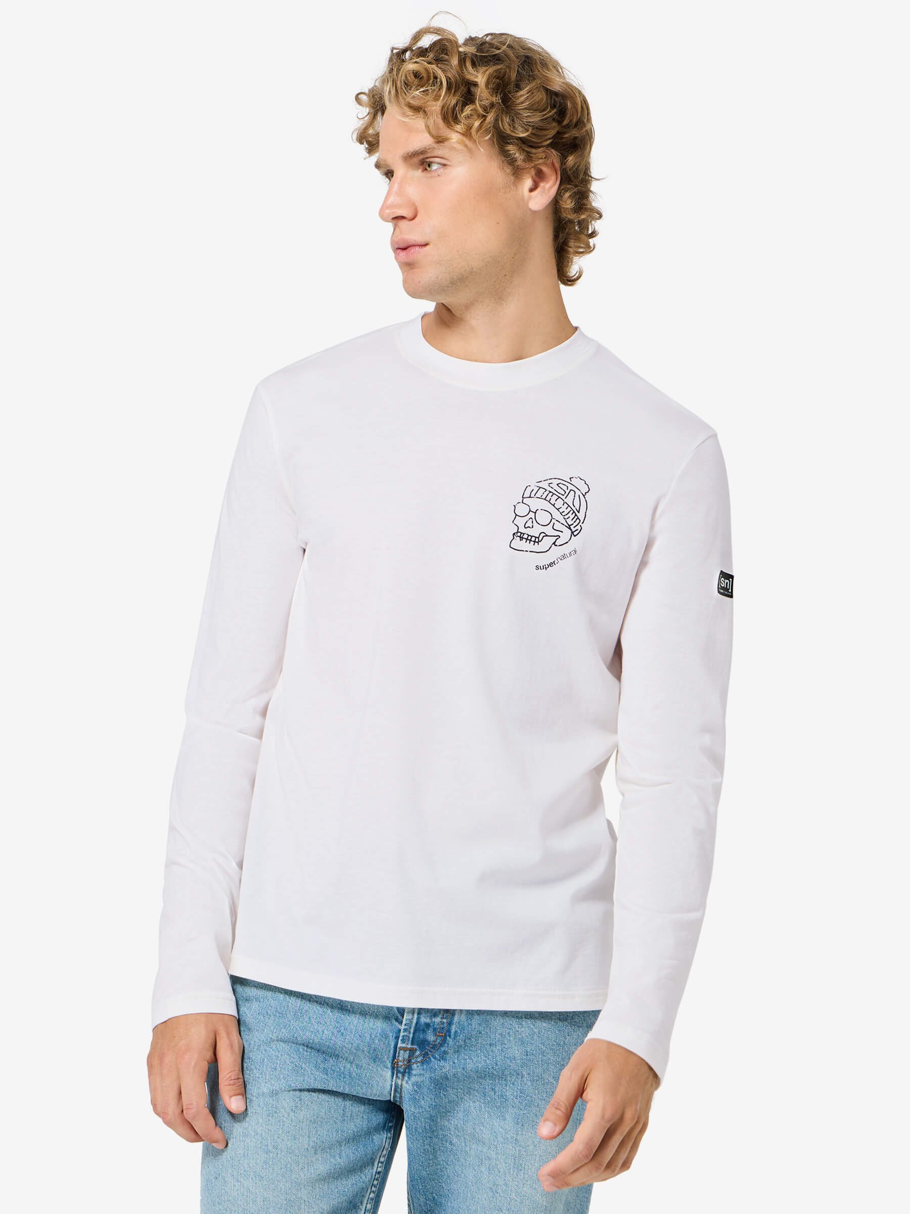 SUPER.NATURAL Langarmshirt für Herren, nachhaltig, Merino M FROSTY BIO C LS mit Aufdruck, autmungsaktiv