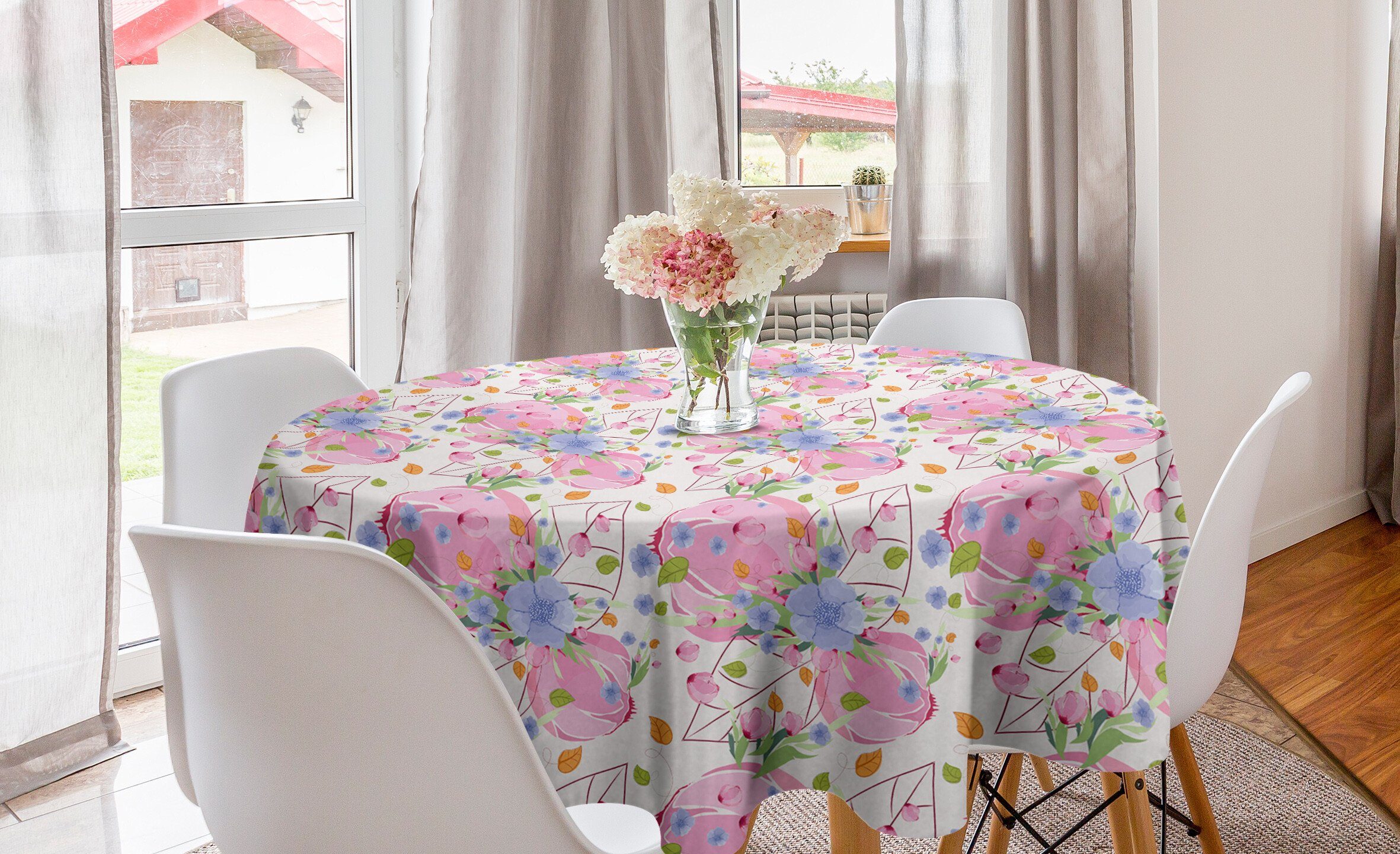 Dekoration, für Kreis Blume Küche Frühlings-Garten Frischer Esszimmer Abdeckung Tischdecke Tischdecke Abakuhaus
