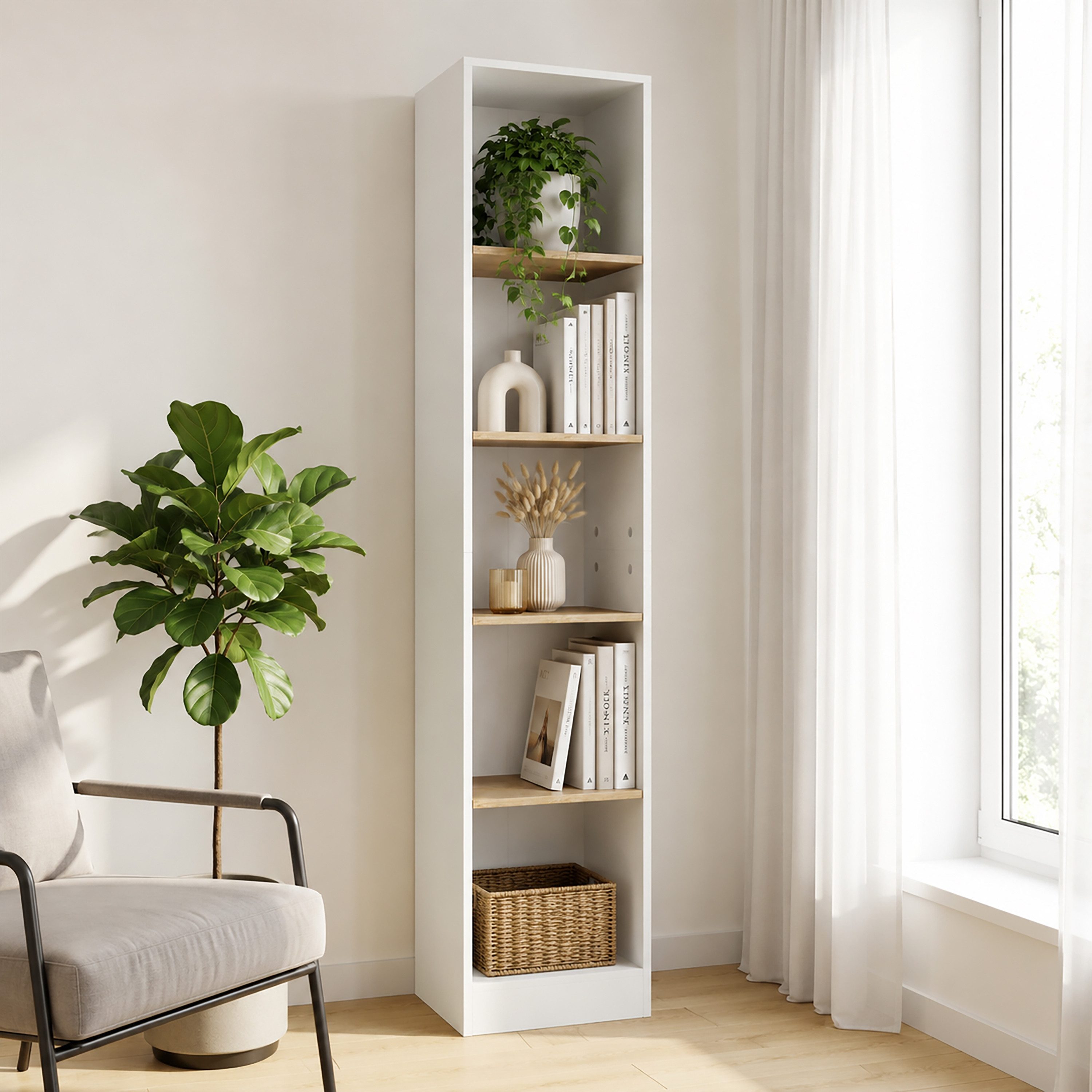 VCM Standregal Dilos Bücherregal B. 38 x T. 30 x H. 183 cm, für Aktenordner, Büroregal mit 5 Fächern – Bild 3 von 5