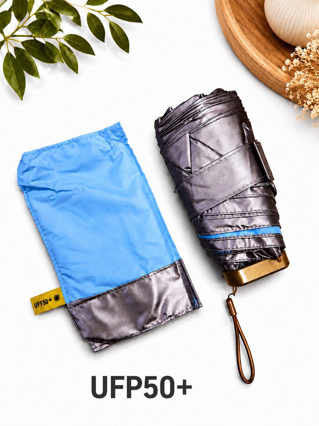 ILOKEN Taschenregenschirm UFP50+ UV Schutz Sonnenschirm Damen automatisch klein & leicht faltbar, Schutzhülle inklusive, ideal für unterwegs