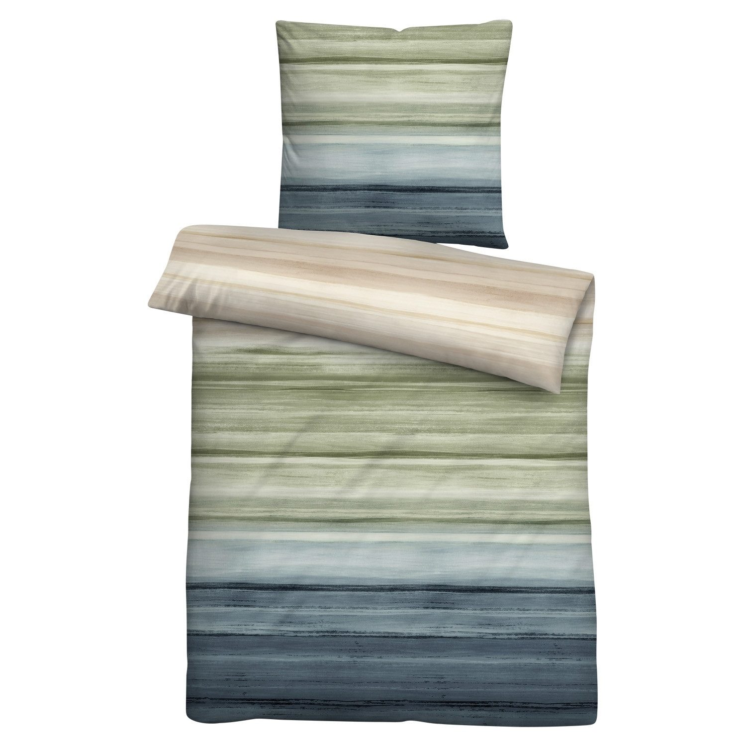 Biberna Bettwäsche HERIE, Pistaziengrün, Blau, Beige, günstig online kaufen