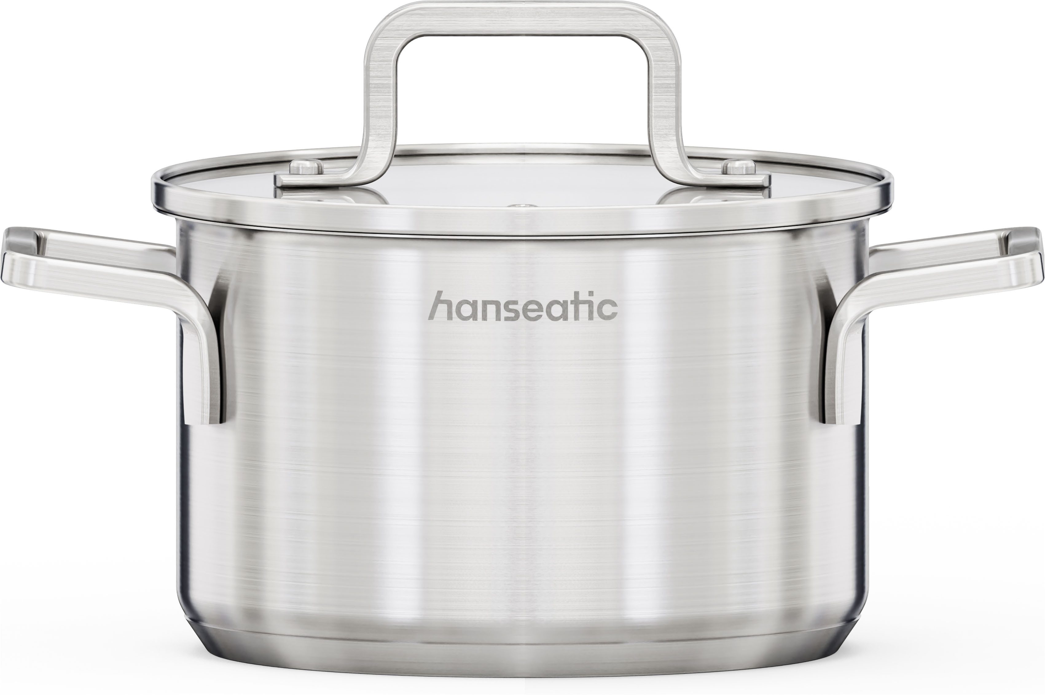 Hanseatic Kochtopf DAILY, Edelstahl 18/10 (1-tlg), handfreundliche Griffe, Literskala, Glasdeckel, Induktion