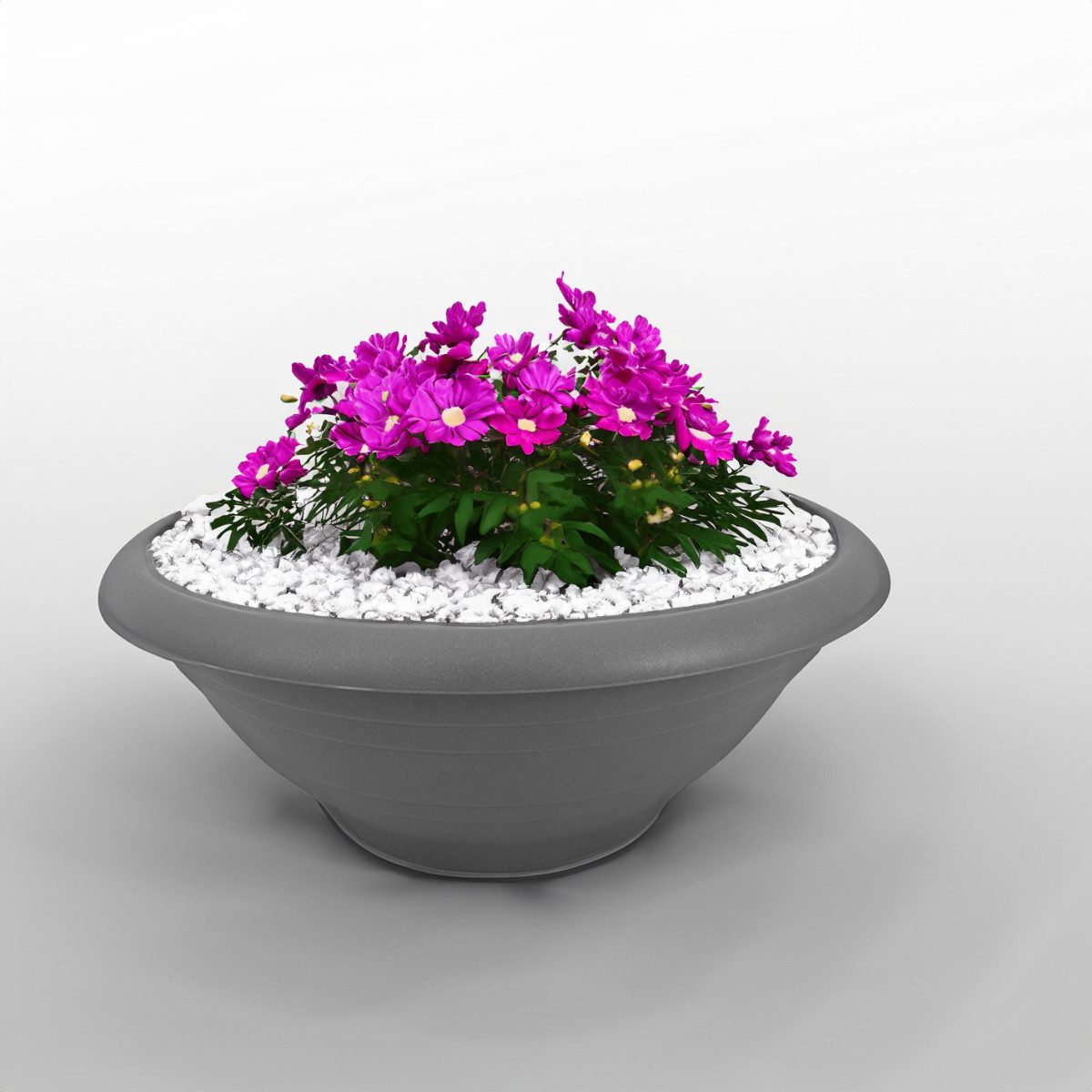 matches21 HOME & HOBBY Blumentopf Pflanzkübel mit Untersetzer für aussen 30 cm Blumentopf grau (1 St), Wetterfeste Pflanzschale als runder Grabschmuck Blumenküb – Bild 3 von 5