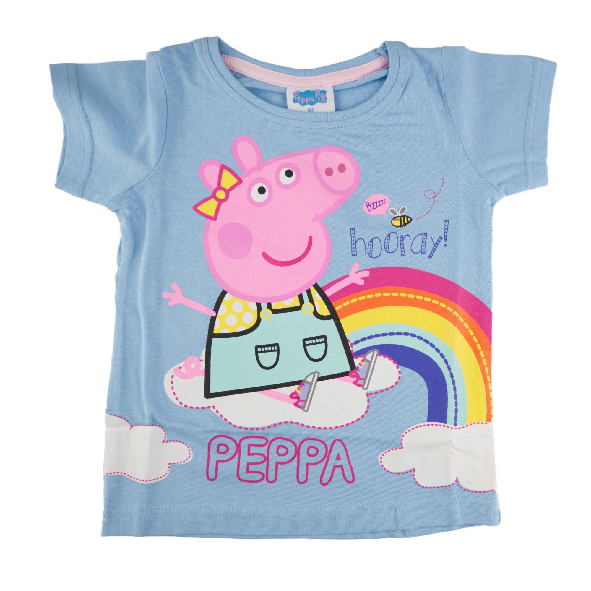 Peppa Pig Print-Shirt Peppa Kinder Baumwolle 116, 92 bis Gr. Wutz 100% Blau T-Shirt