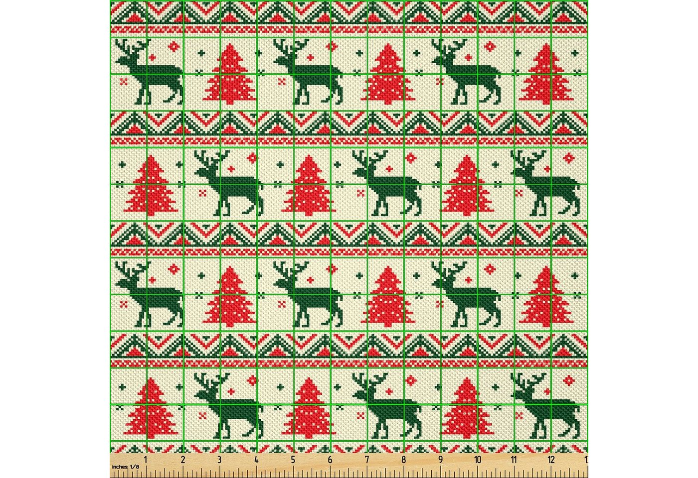 Thumbnail - Abakuhaus Stoff Zum Nähen Toller Stoff für Heimtextilien aller art, nordisch Pixel Art Weihnachten