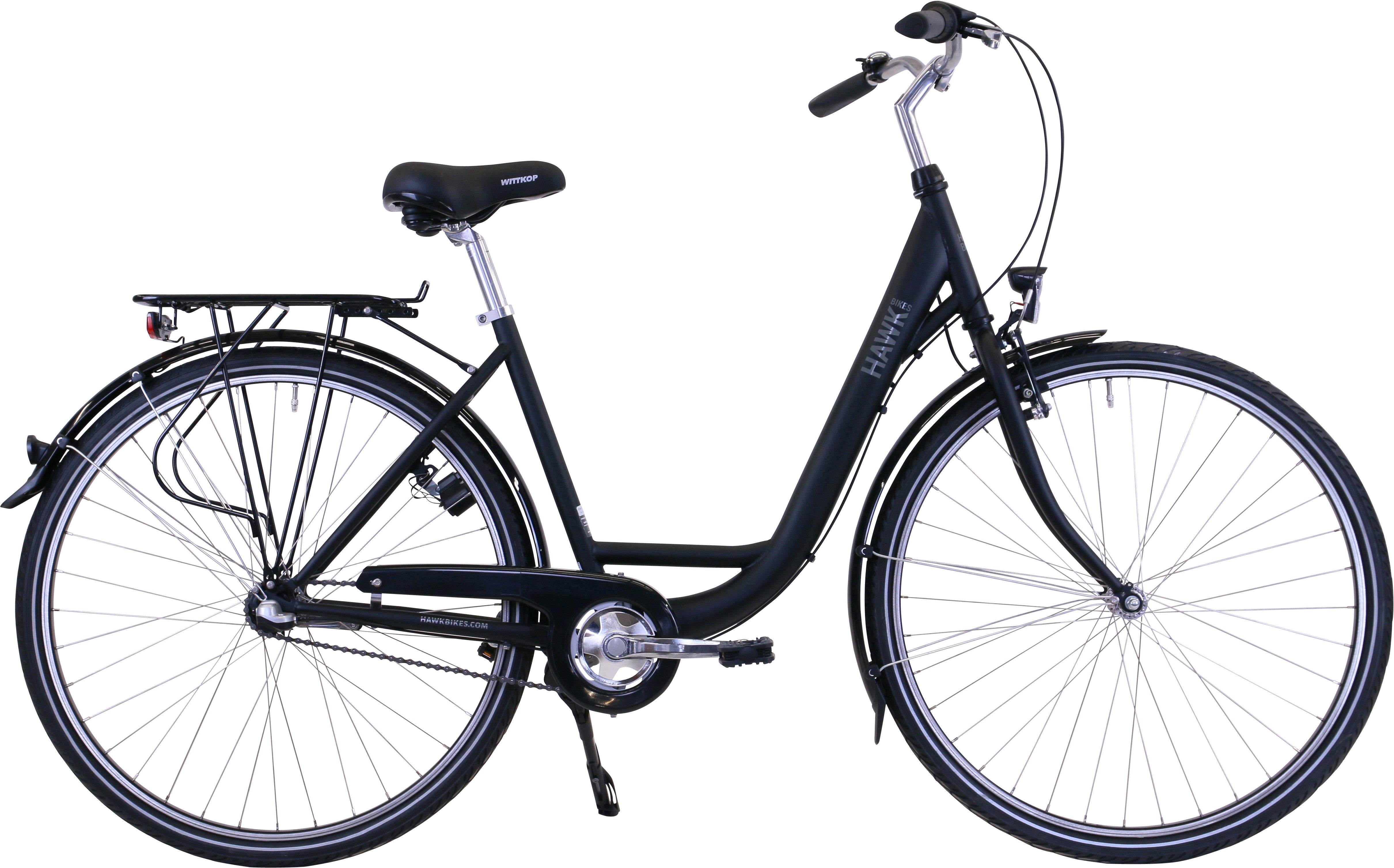 HAWK Bikes Cityrad HAWK City Wave Premium Black, 3 Gang Shimano Nexus Schaltwerk, für Damen und Herren