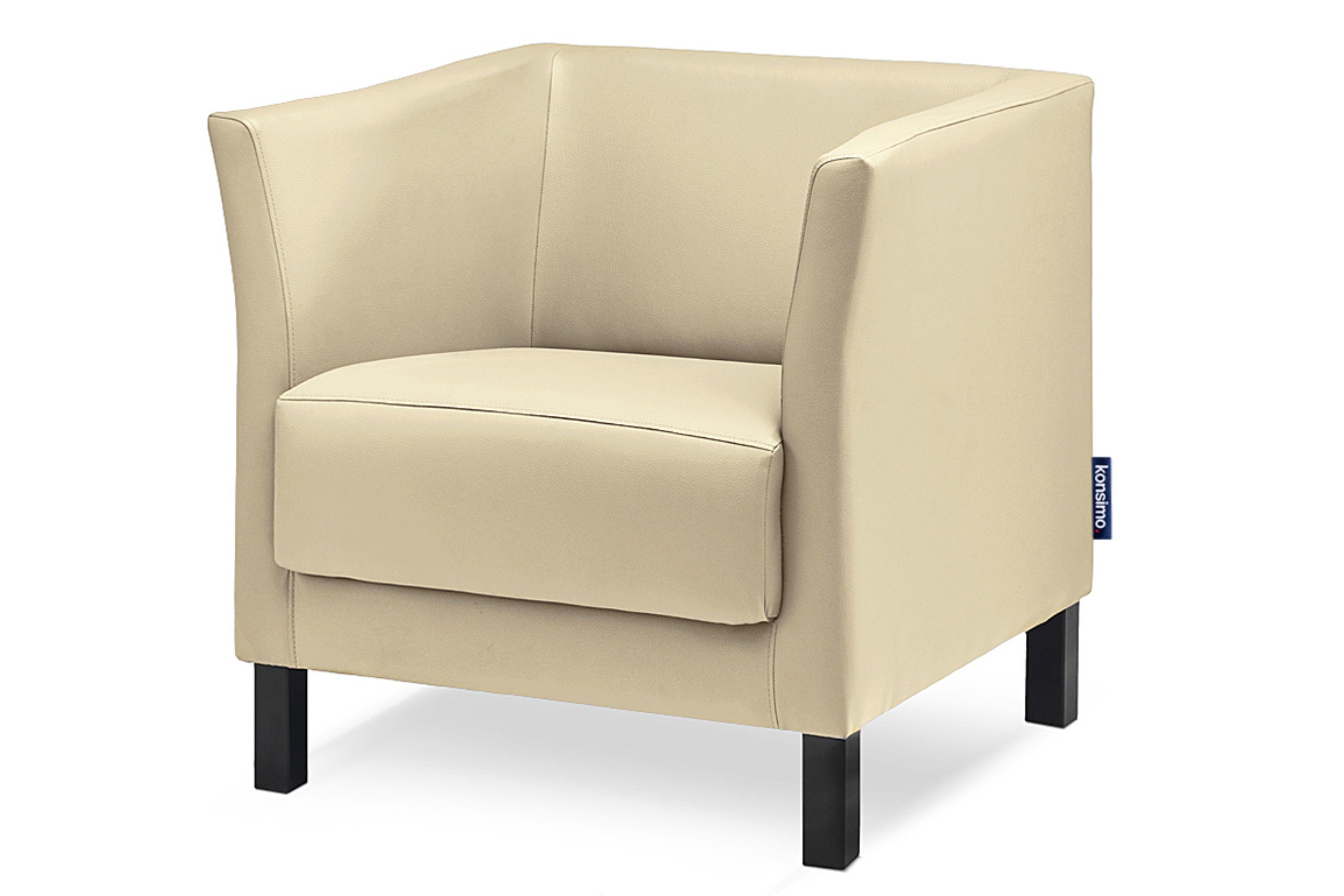 Konsimo Sessel ESPECTO Sessel, hohe Massivholzbeine, weiche Sitzfläche und hohe Rückenlehne, Kunstleder creme | creme | Creme