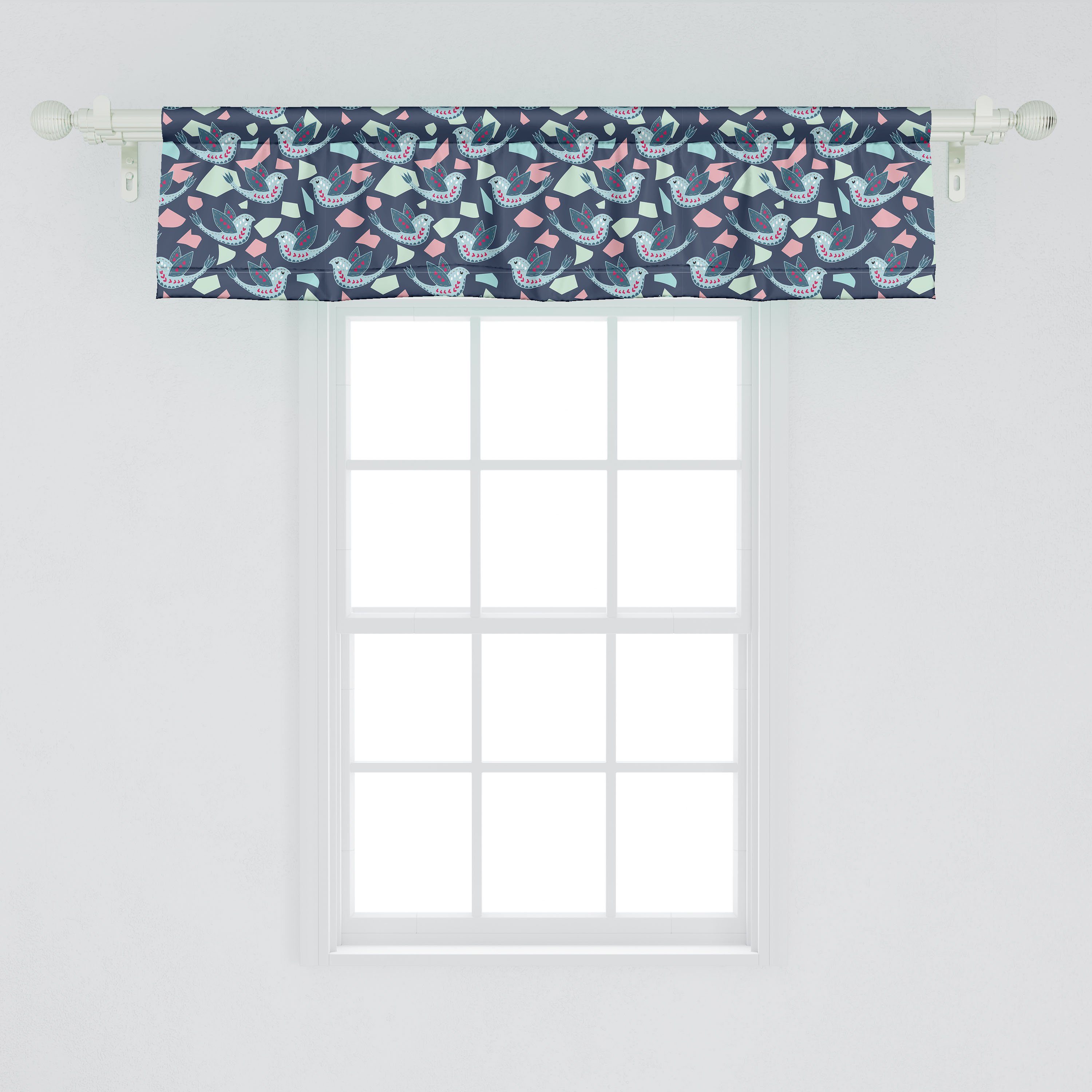 Scheibengardine Vorhang Scandinavian Inspired Microfaser, Schlafzimmer Shapes Küche Abakuhaus, für Vogel Stangentasche, mit Volant Dekor