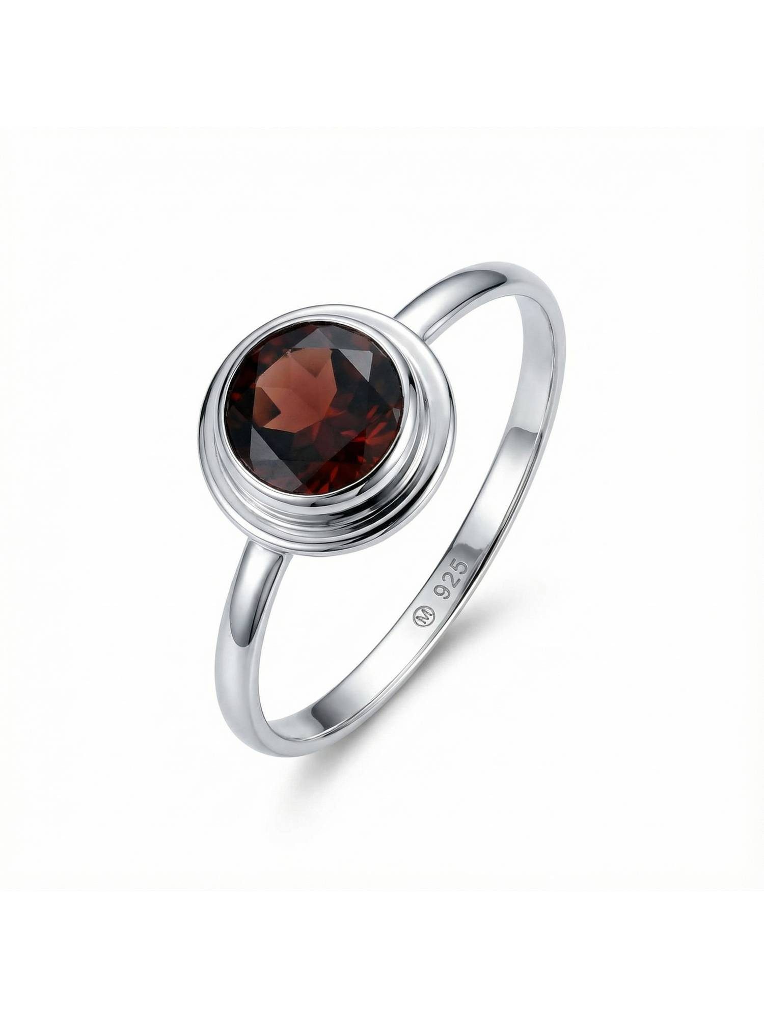 Silberring HULETTI aus 925 Silber mit Granat facettiert