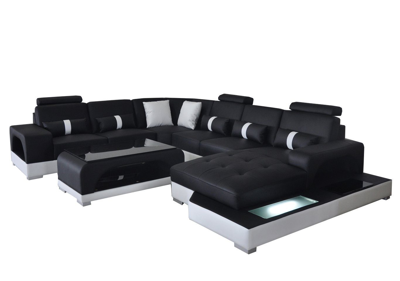 Eck Leder + Couch JVmoebel Tisch Ecksofa, Design Sofa Wohnlandschaft Polster Moderne