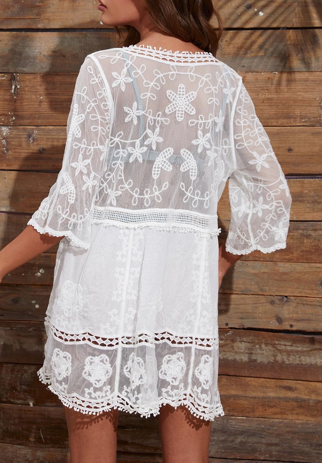 MOPUEA Strandkleid Damen Bikini Cover Up Spitze Strandkleid Strandbekleidung für Frauen (Set, 1-tlg., Perfekt für Urlaub & Freizeit) Lockerer Schnitt, ca. 80 cm lang, perfekt über Badeanzug