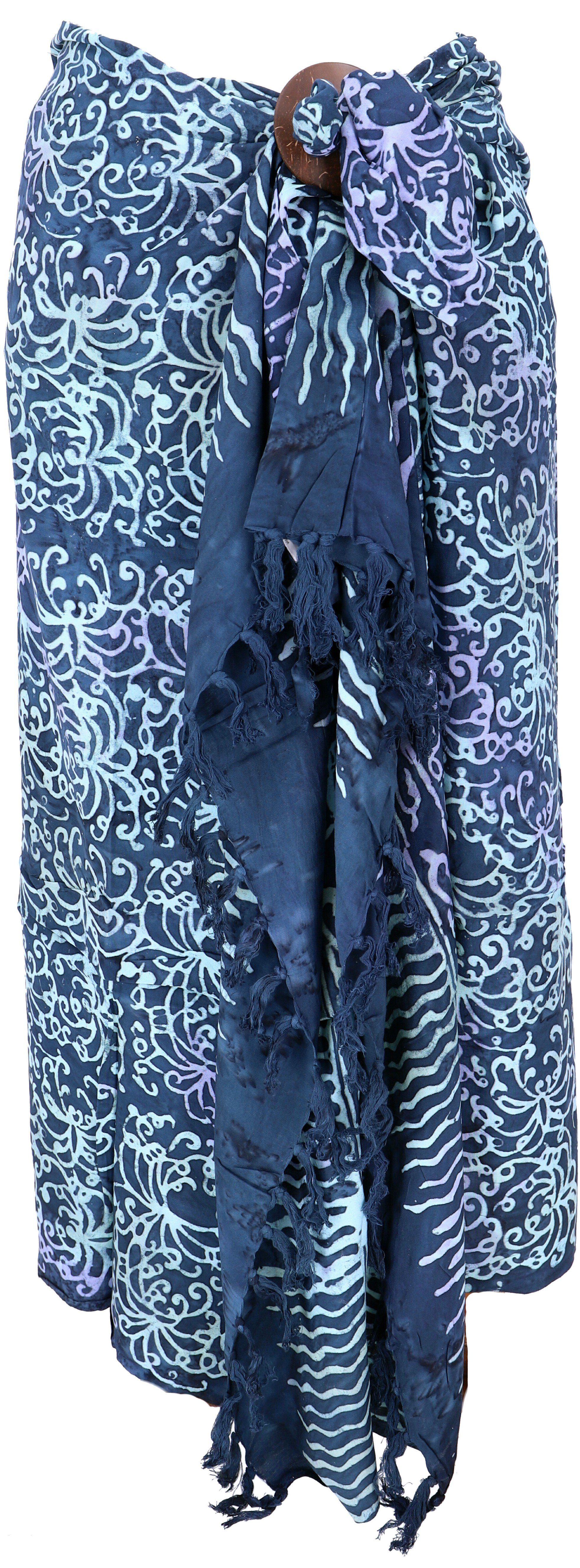 Guru-Shop Sarong Bali Batik Design Wickelrock, 1/blau Sarong,.. Sarongkleid