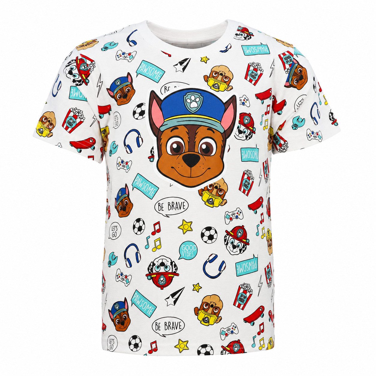PAW PATROL Print-Shirt Paw Patrol Chase Kinder Jungen kurzarm T-Shirt Shirt Gr.128 Baumwolle