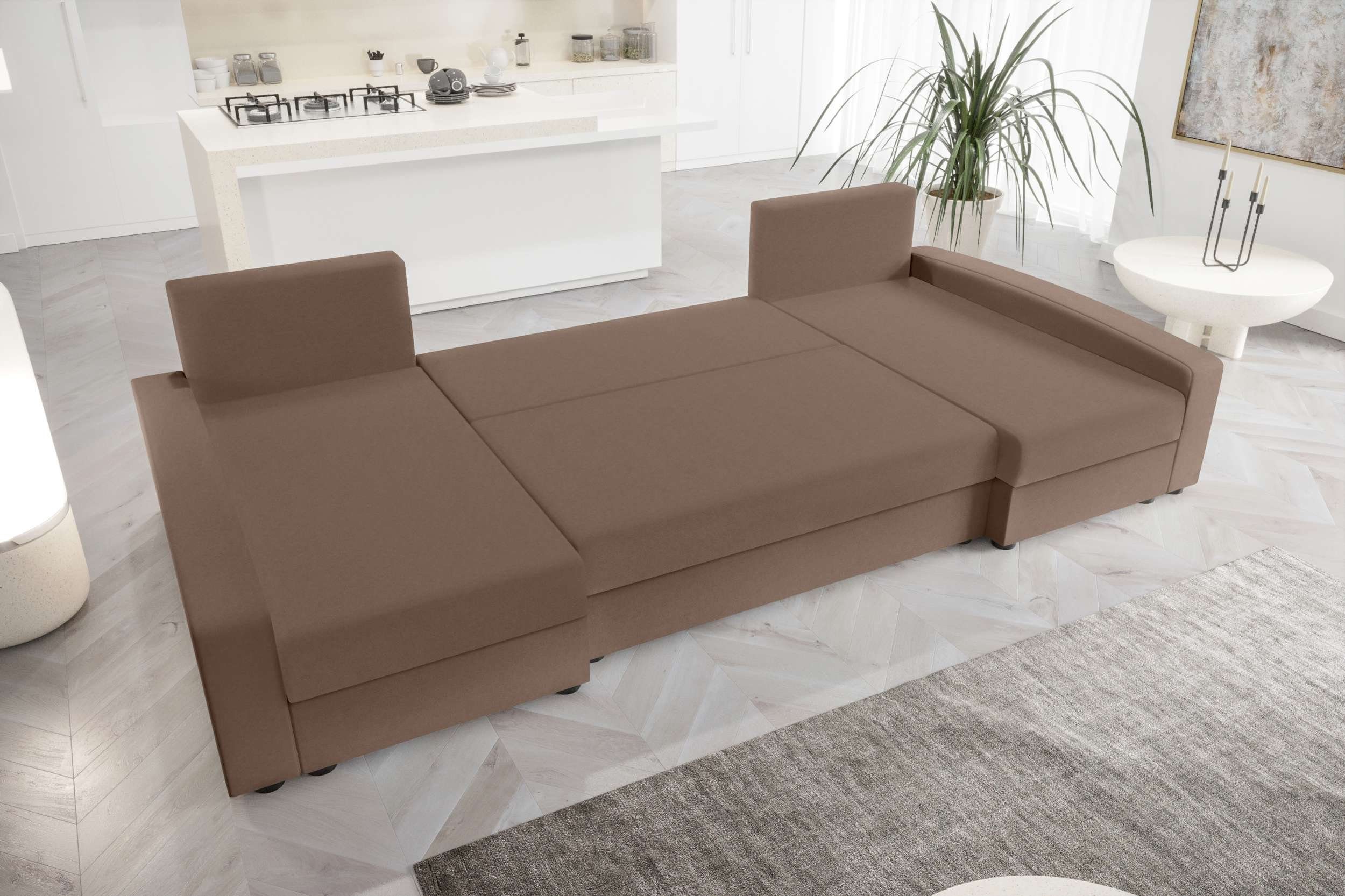 Addison, Design Sitzkomfort, Stylefy Modern Bettfunktion, Bettkasten, Eckcouch, mit Wohnlandschaft Sofa, U-Form, mit